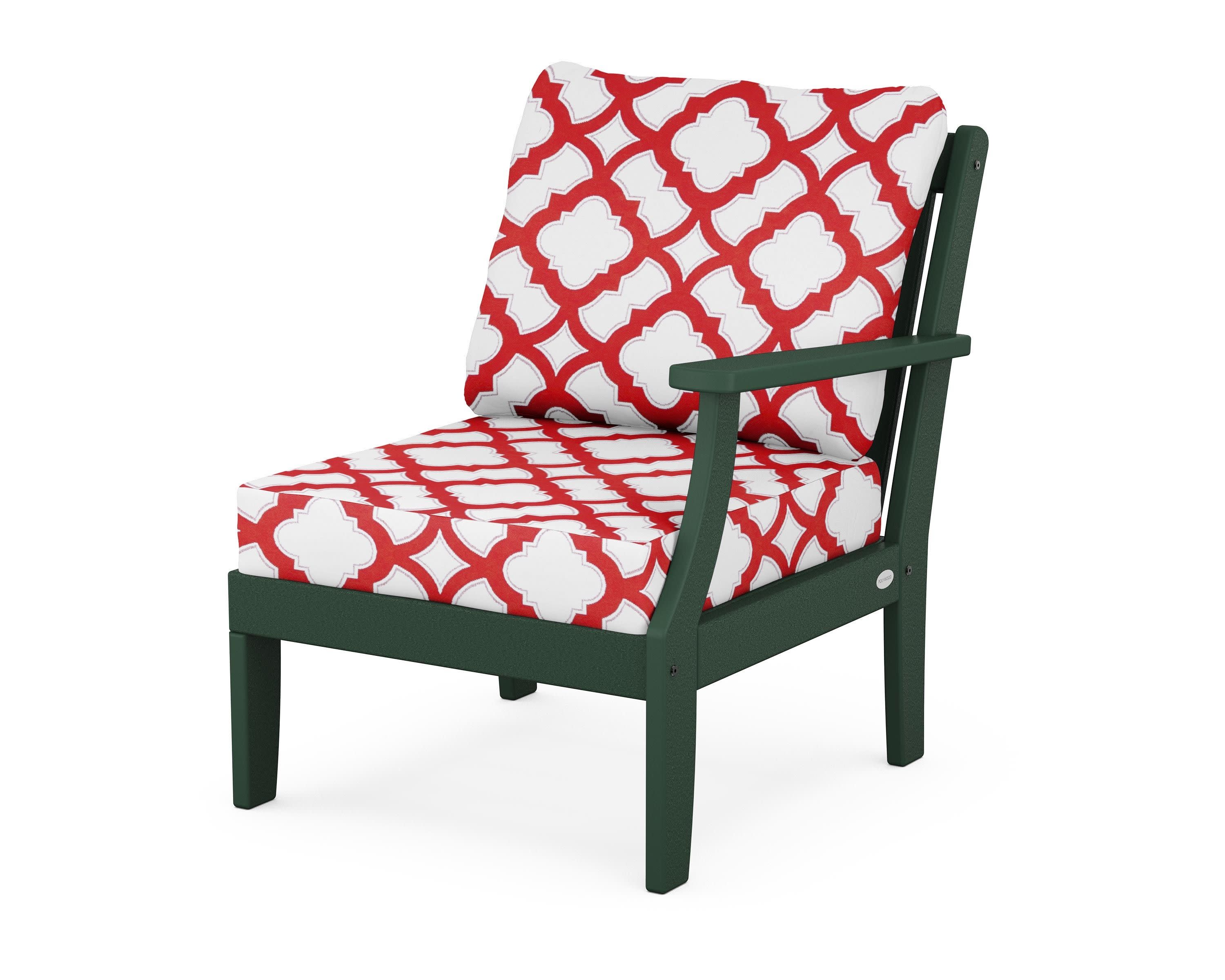 Braxton Modular Right Arm Chair in Green / Trellis Crimson