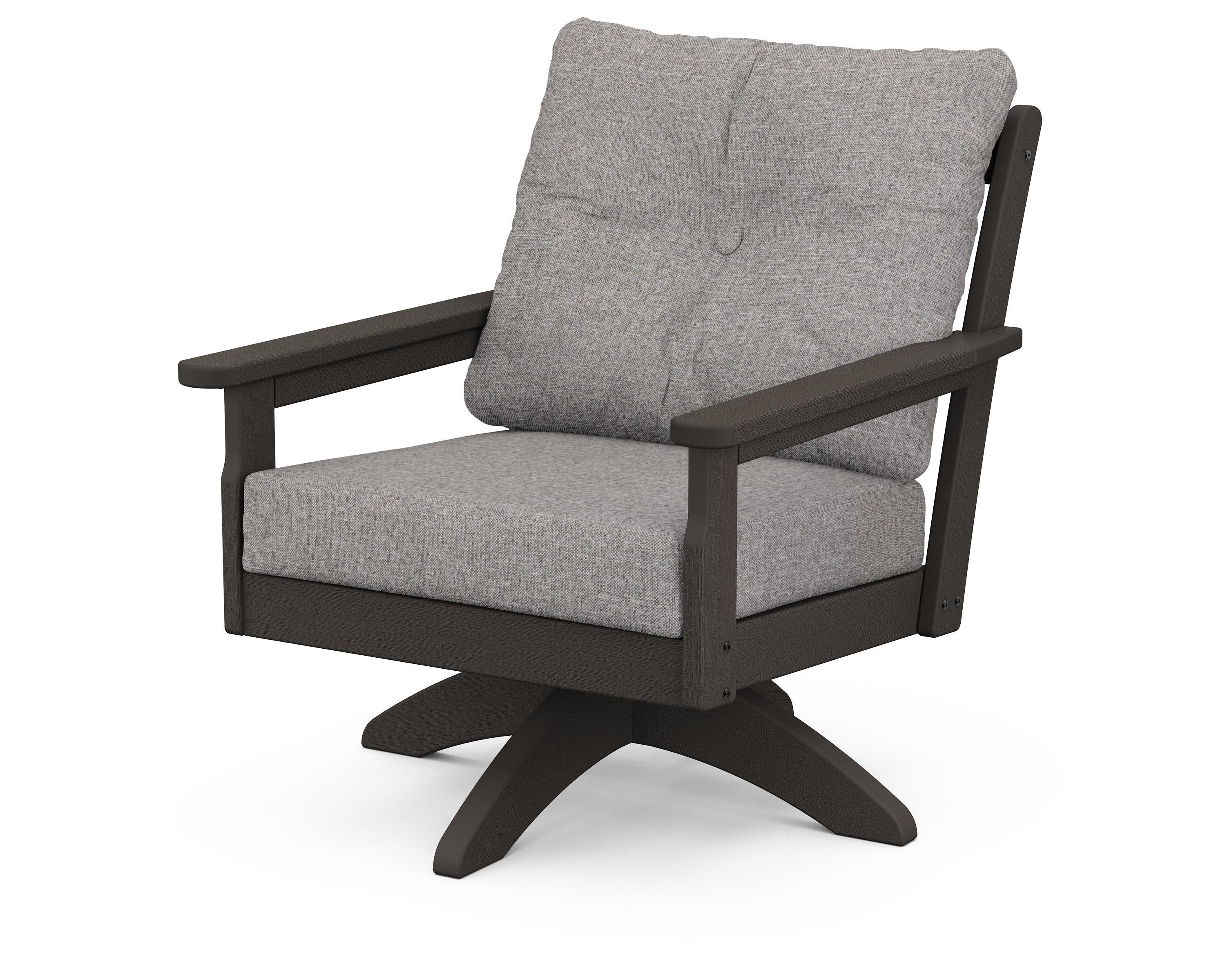Vineyard Deep Seating Swivel Chair in Vintage Coffee / Grey Mist
