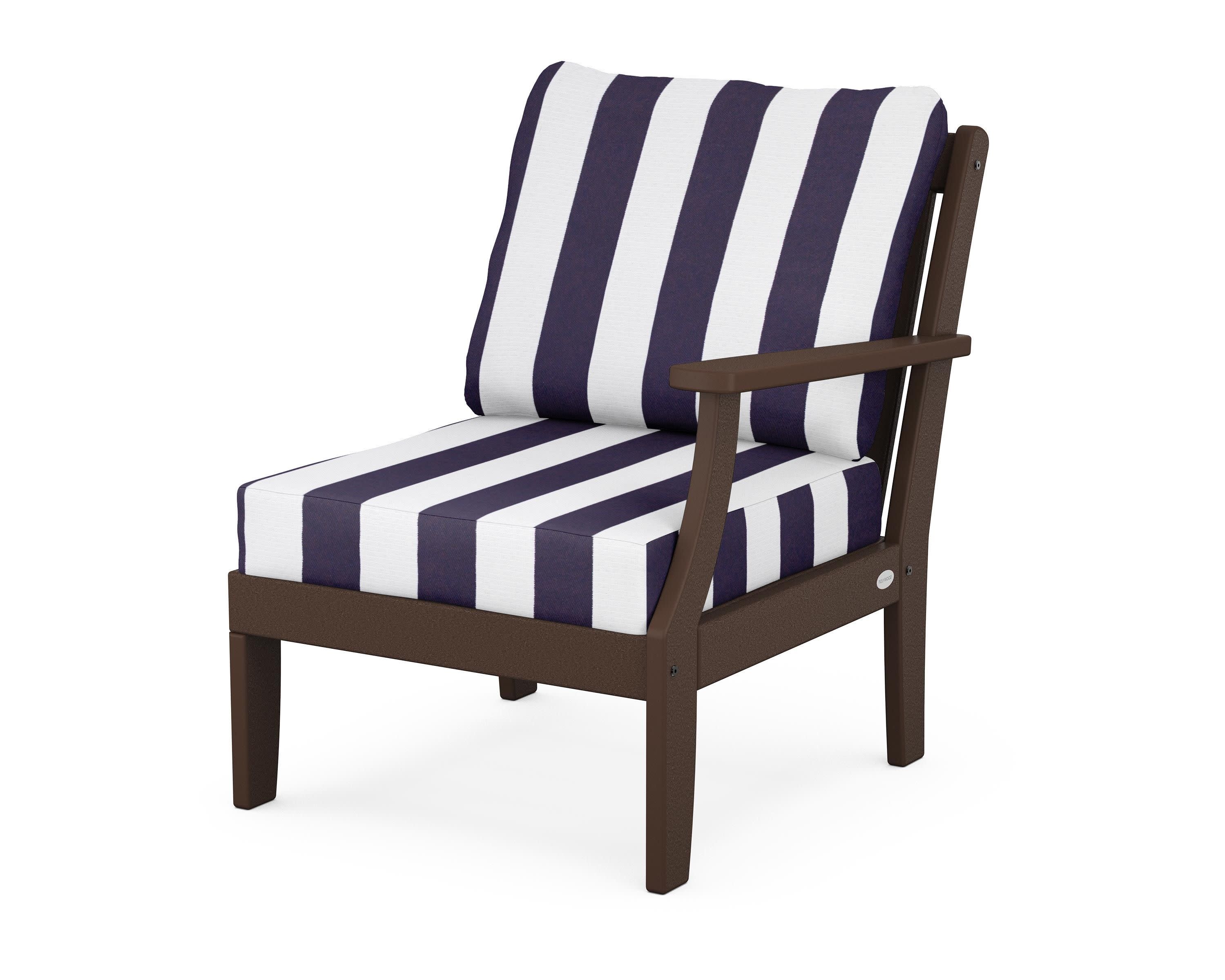 Braxton Modular Right Arm Chair in Mahogany / Cabana Stripe Navy