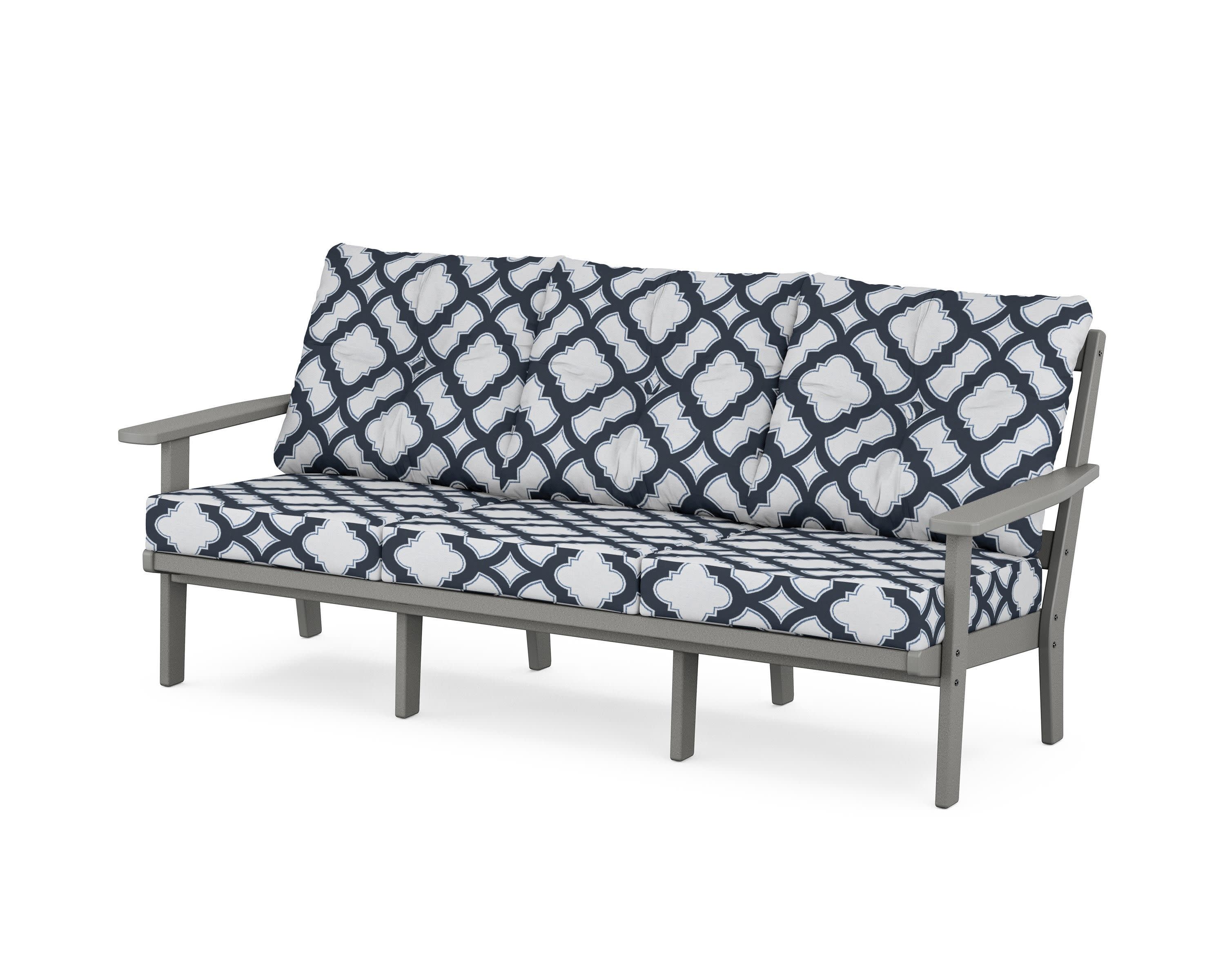 PrairieDeep Seating Sofa in Slate Grey / Trellis Marine Indigo