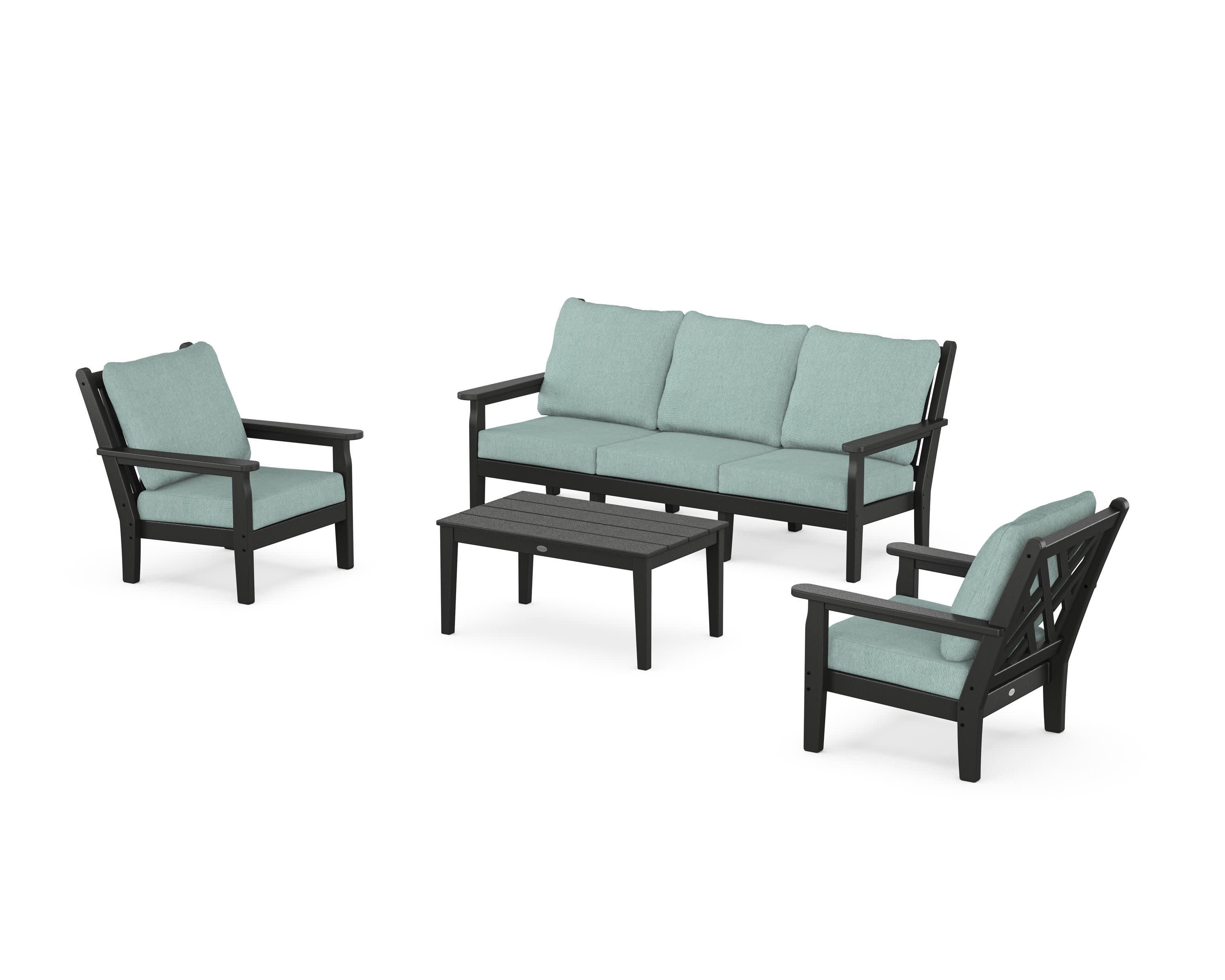 Chippendale 4-Piece Deep Seating Set with Sofa in Black / Glacier Spa