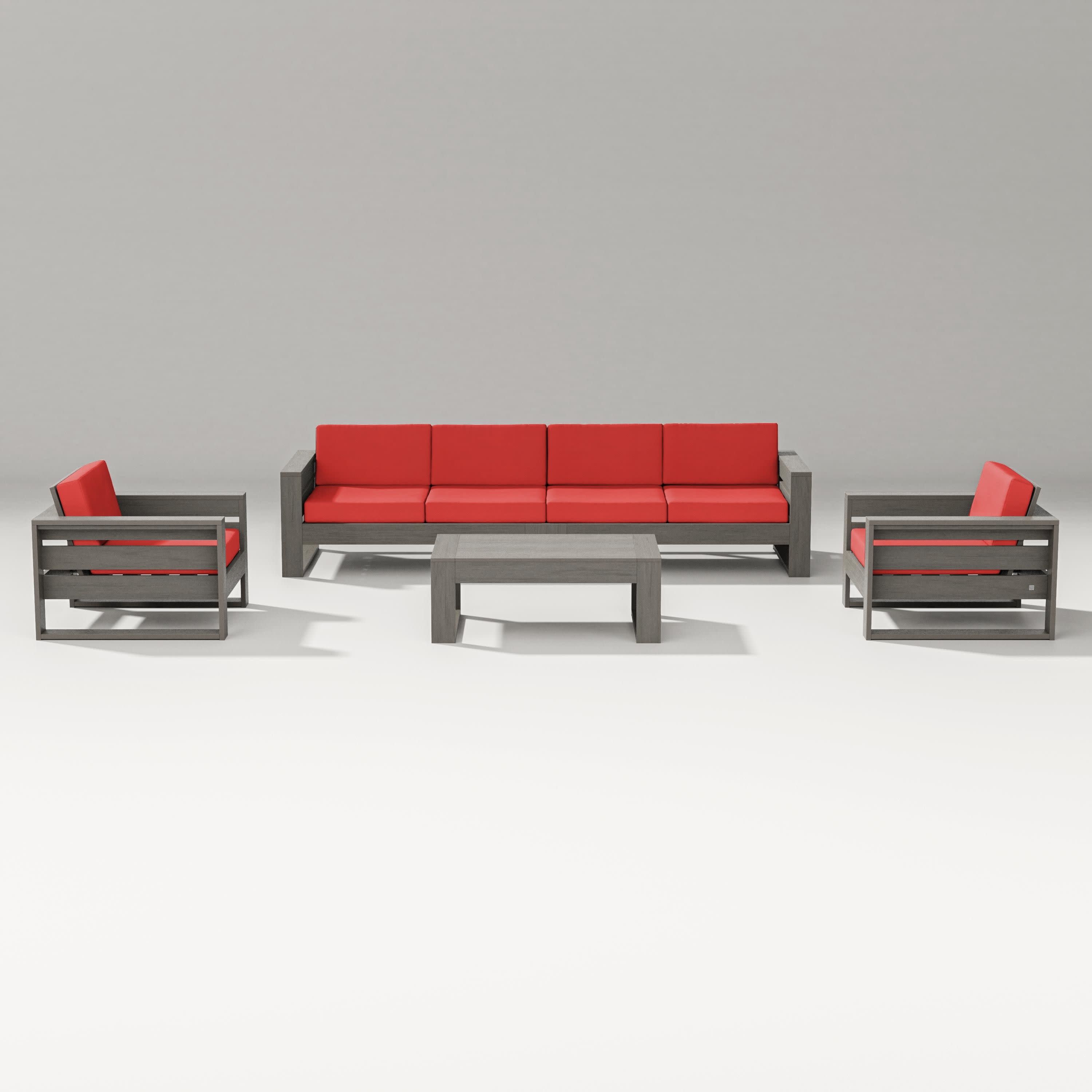Latitude 5-Piece Lounge Sofa Set in Driftwood / Crimson Linen