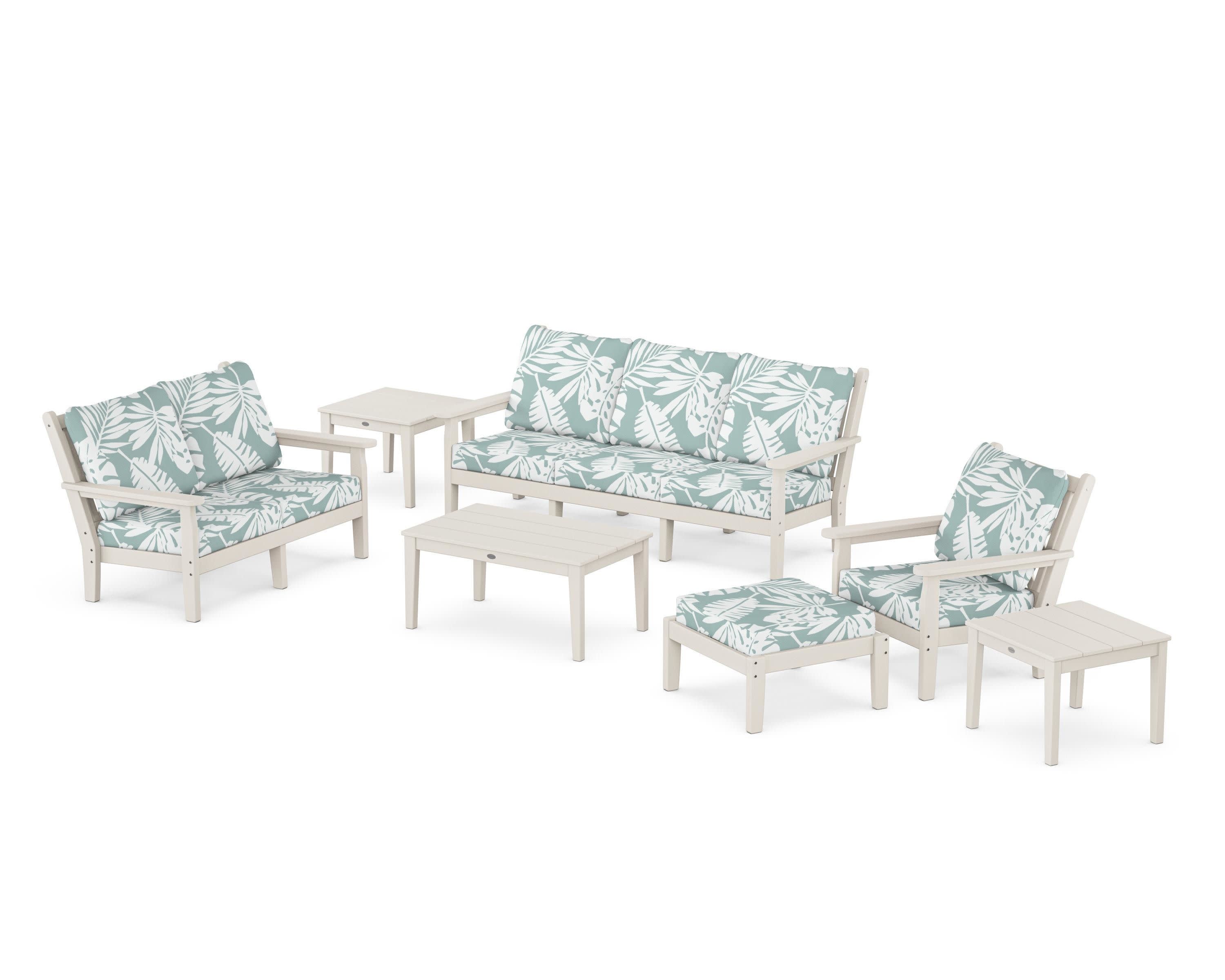 Chippendale 7-Piece Deep Seating Set in Sand / Leaf Glacier Spa