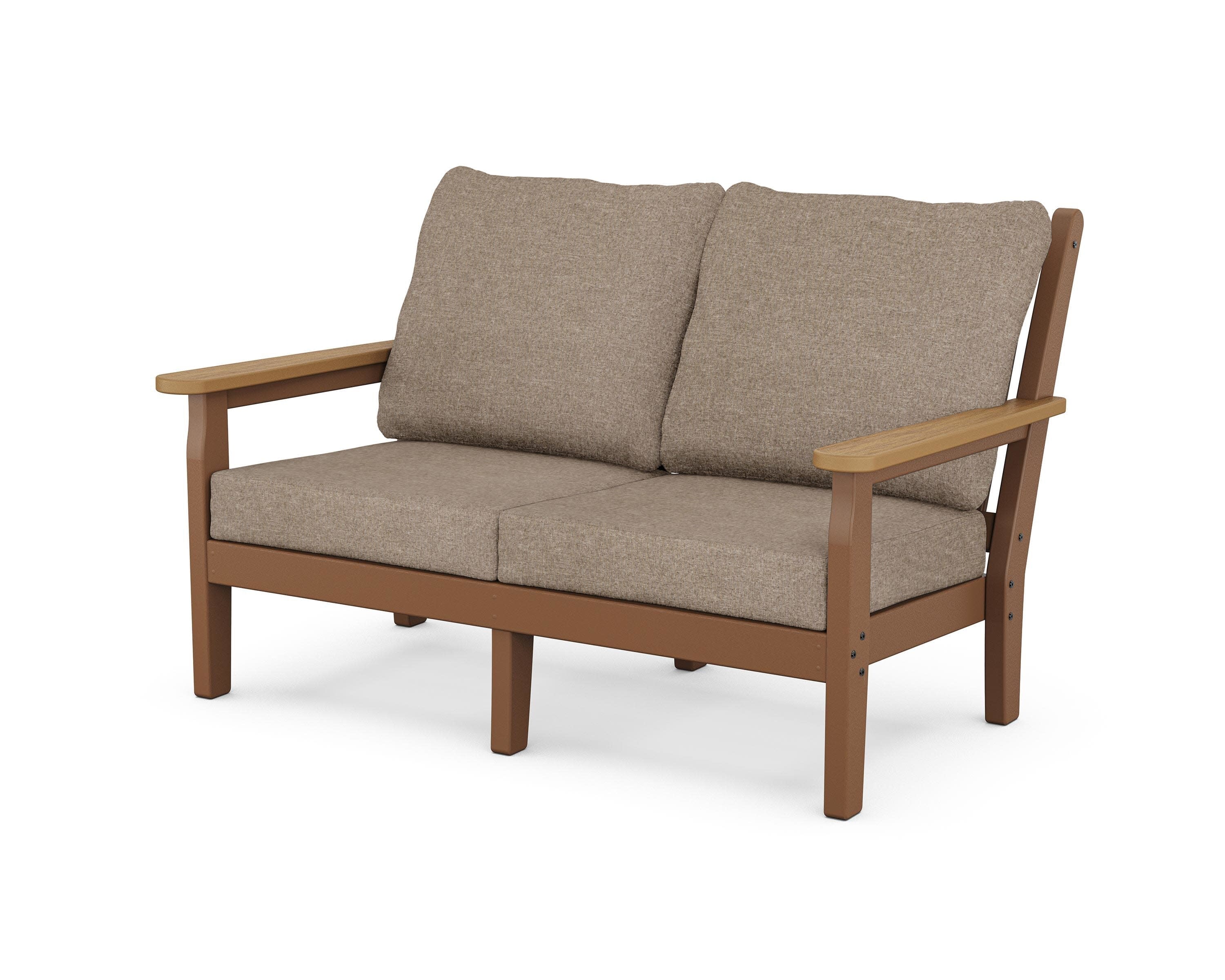 Chippendale Deep Seating Loveseat in Teak / Natural / Spiced Burlap
