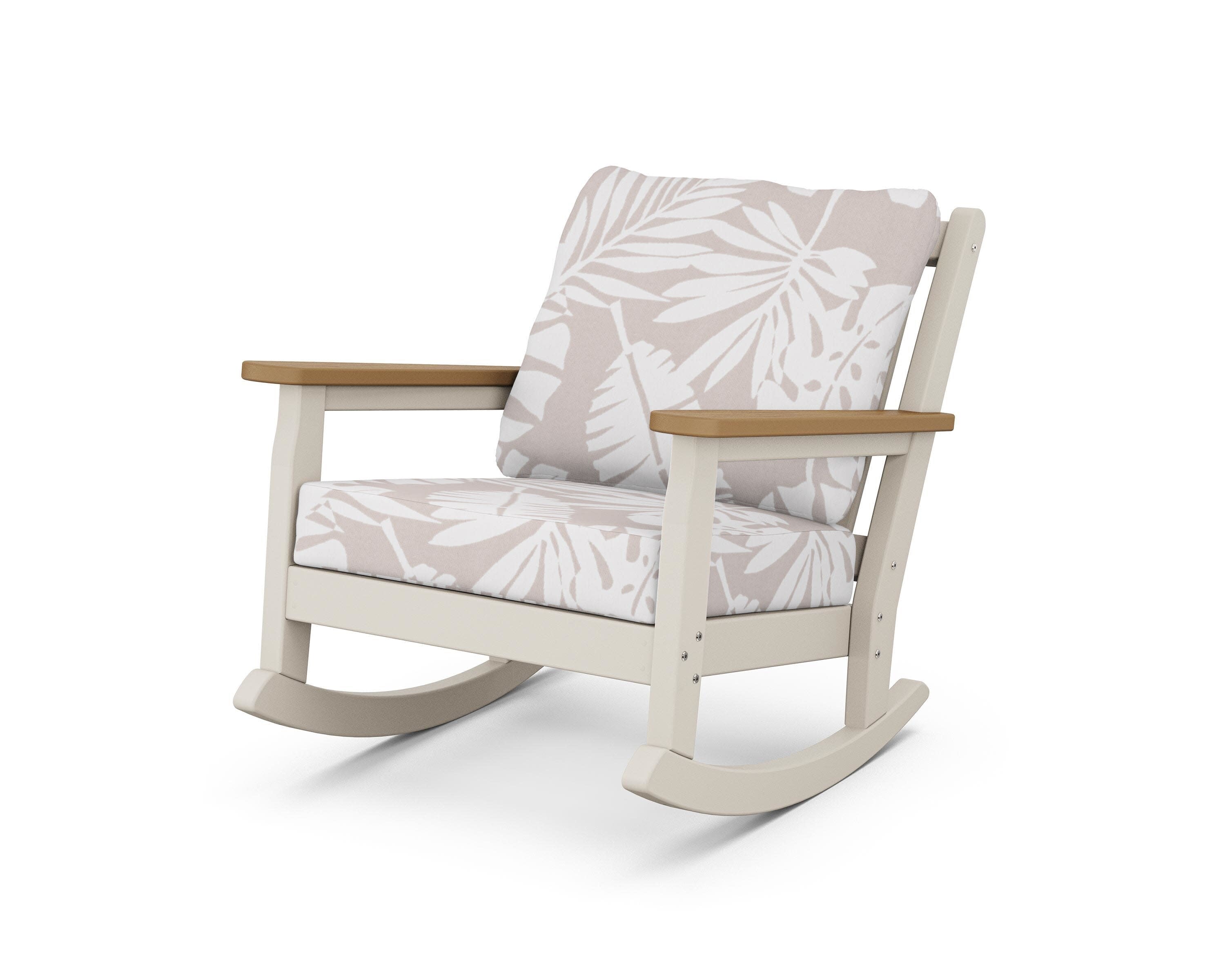 Chippendale Deep Seating Rocking Chair in Sand / Natural / Leaf Dune Burlap