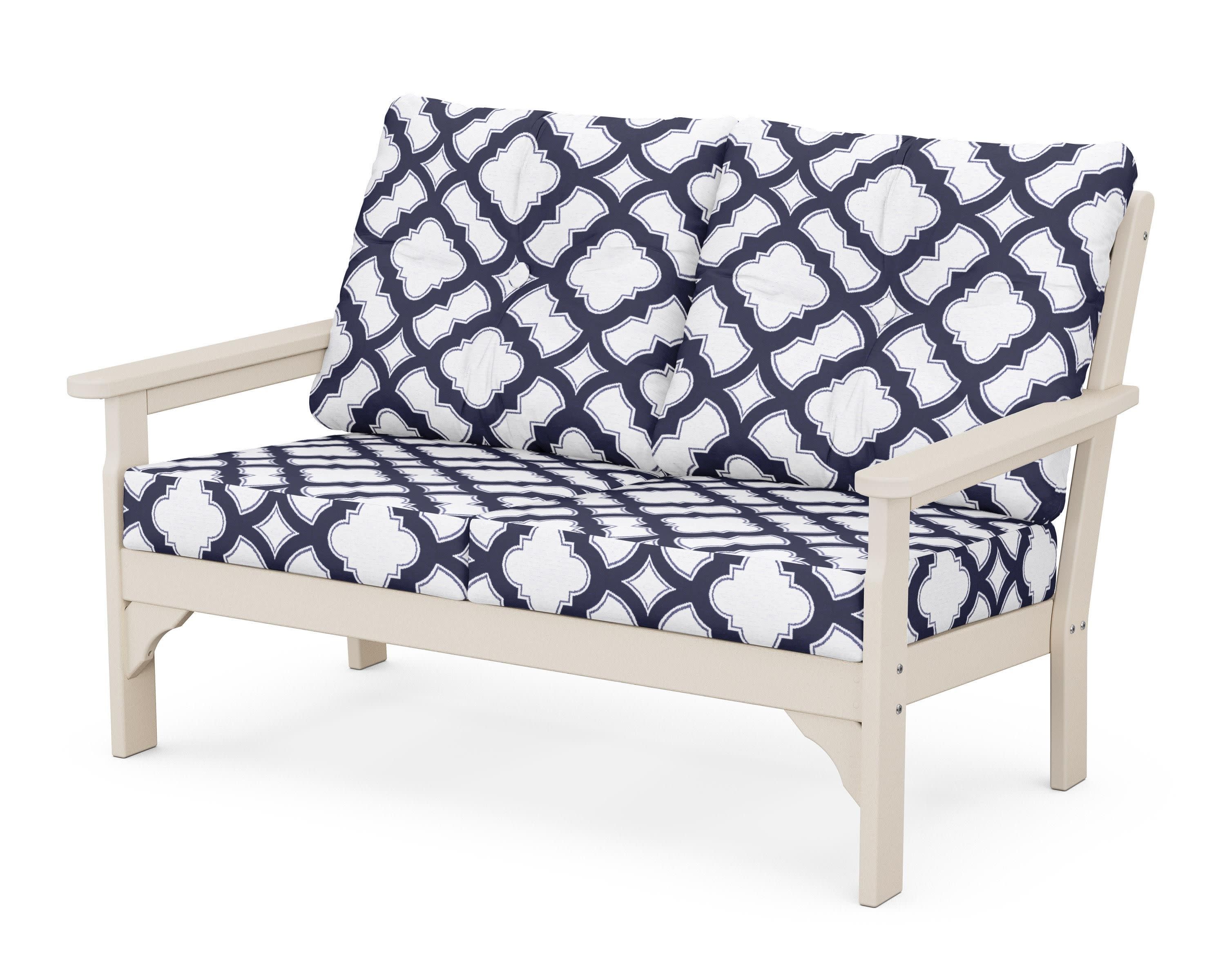 Vineyard Deep Seating Loveseat in Sand / Trellis Navy