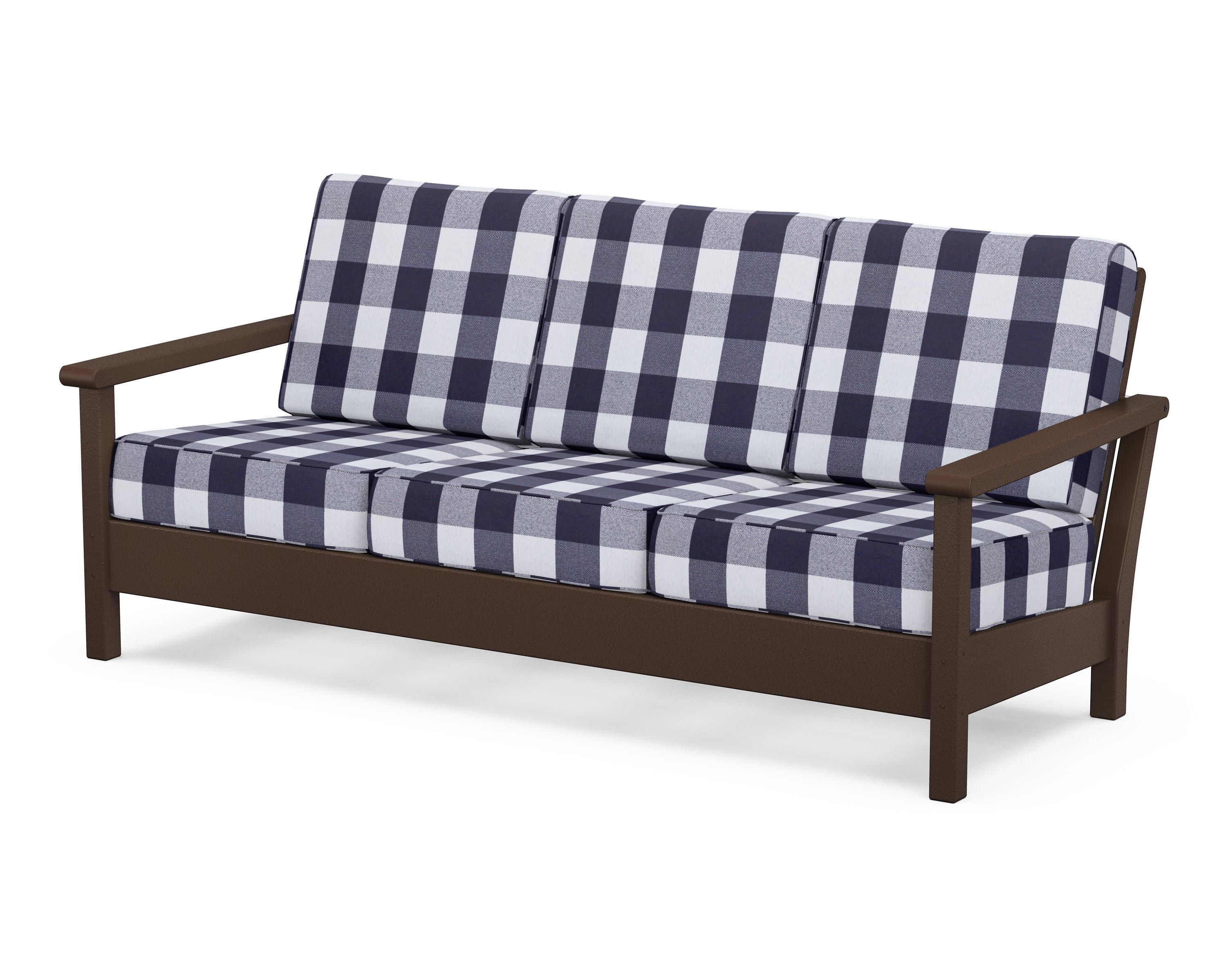 Harbour Deep Seating Sofa in Mahogany / Buffalo Plaid Navy
