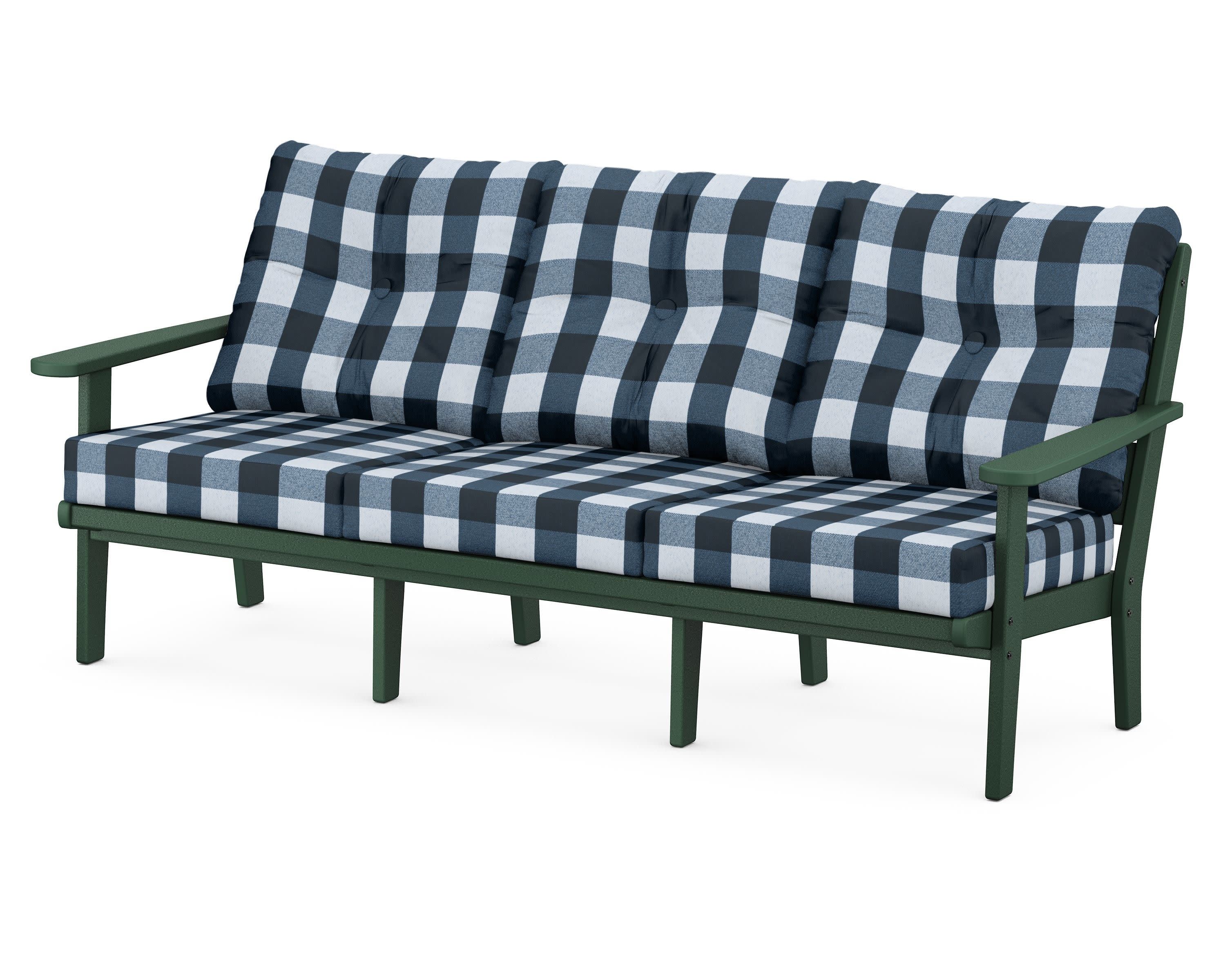 Lakeside Deep Seating Sofa in Green / Buffalo Plaid Marine Indigo