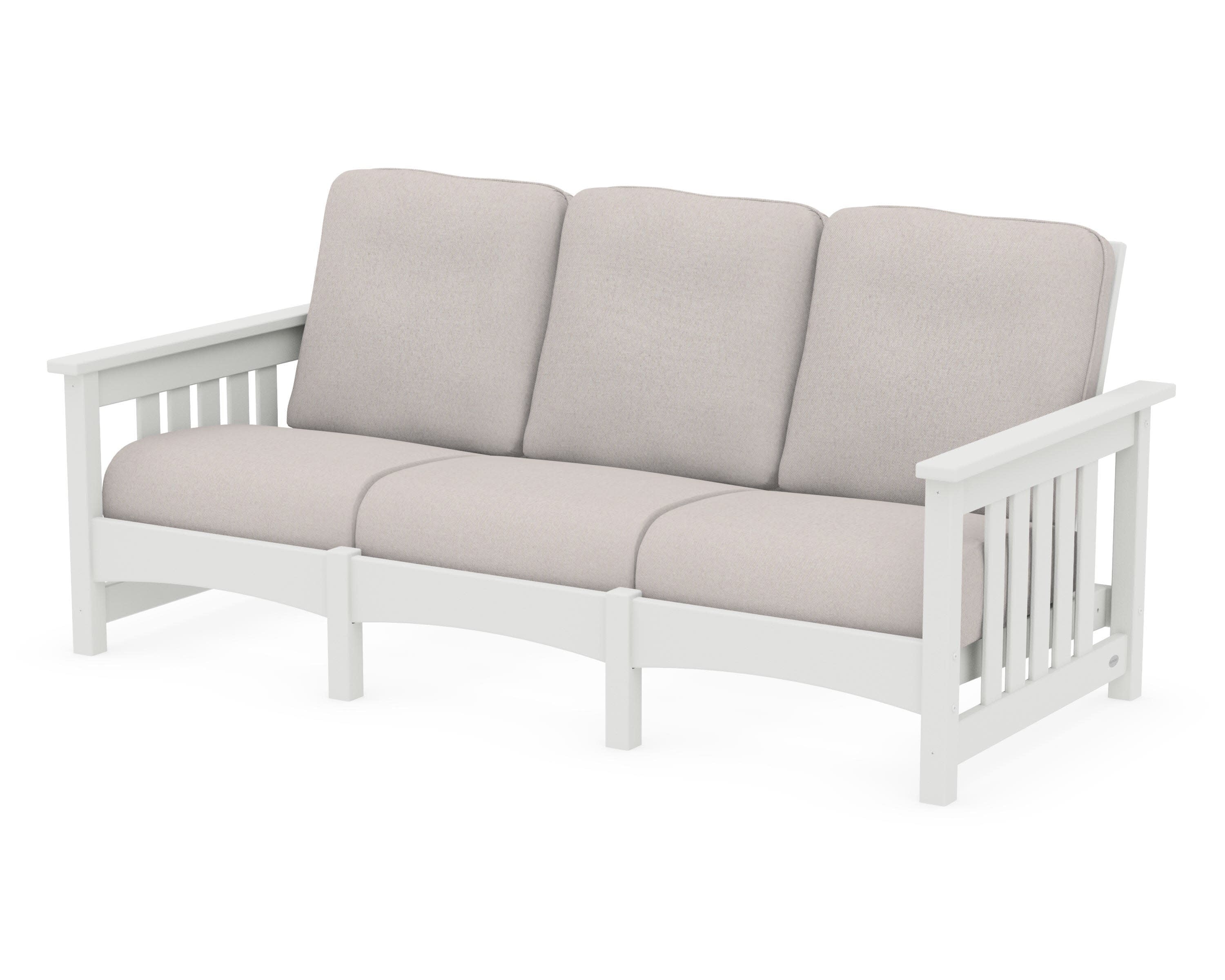 Club Mission Sofa in Vintage White / Dune Burlap