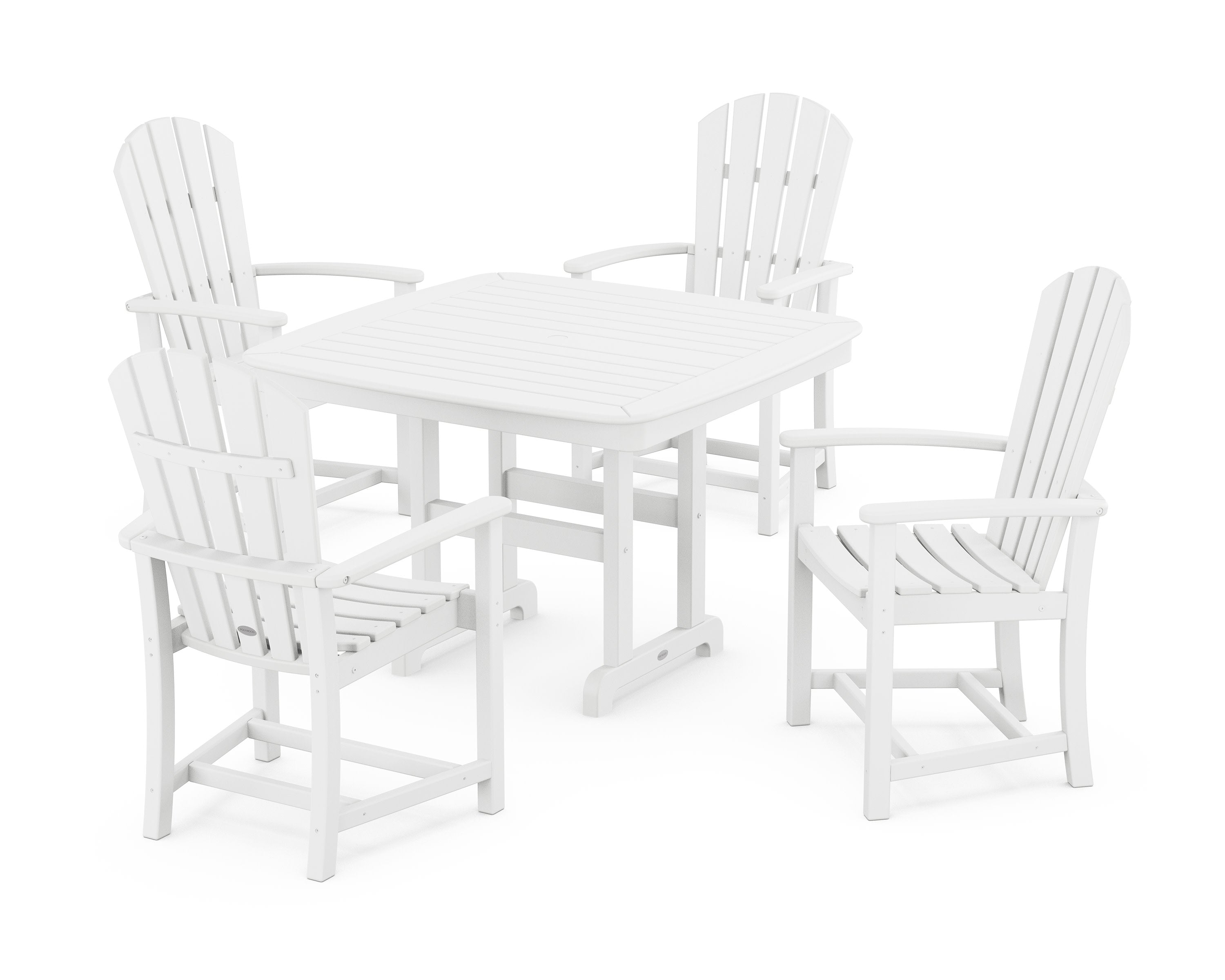 Palm Coast 5-Piece Dining Set with Trestle Legs in White