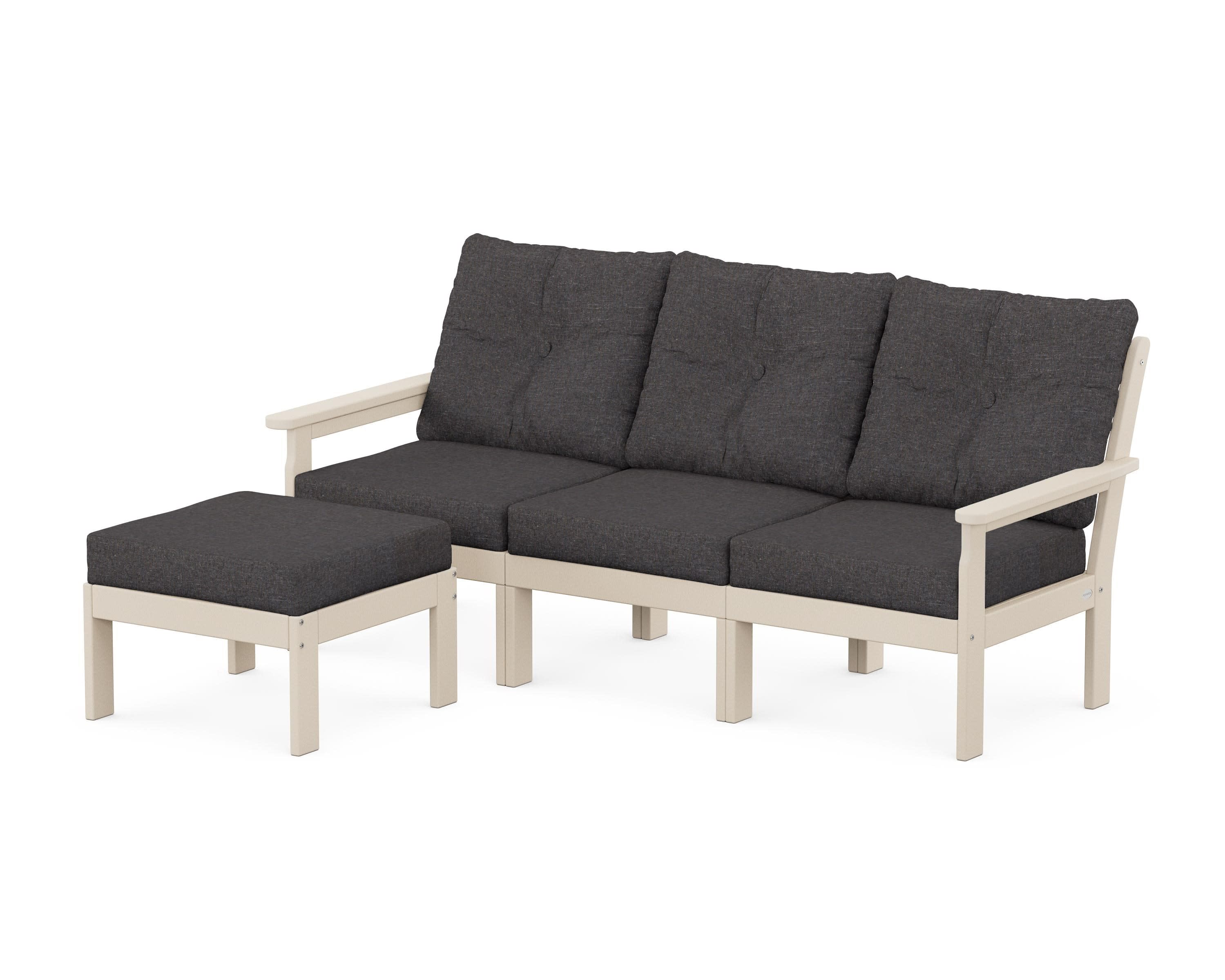Vineyard 4-Piece Sectional with Ottoman in Sand / Ash Charcoal