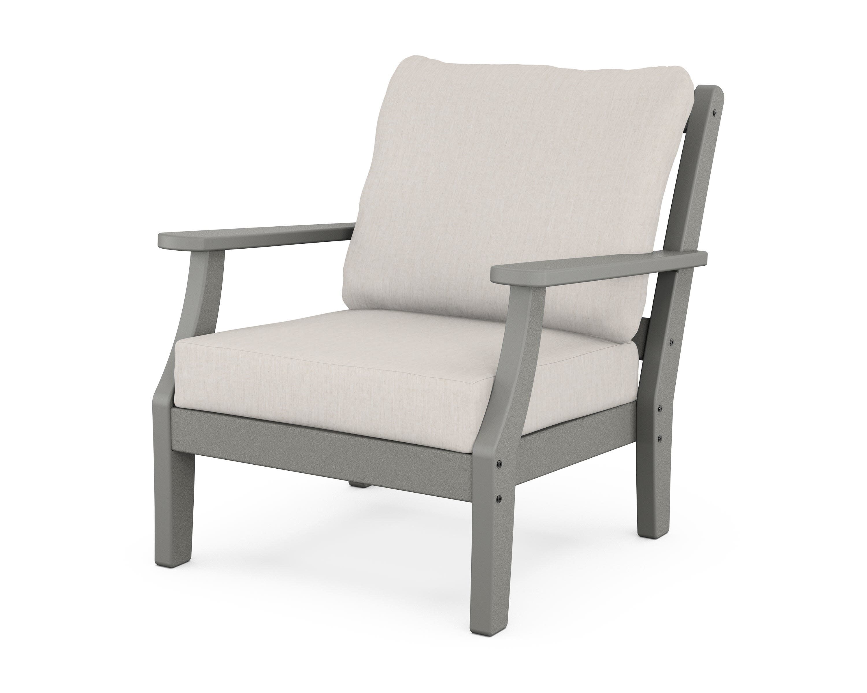 Chinoiserie Deep Seating Chair in Slate Grey / Cast Ash