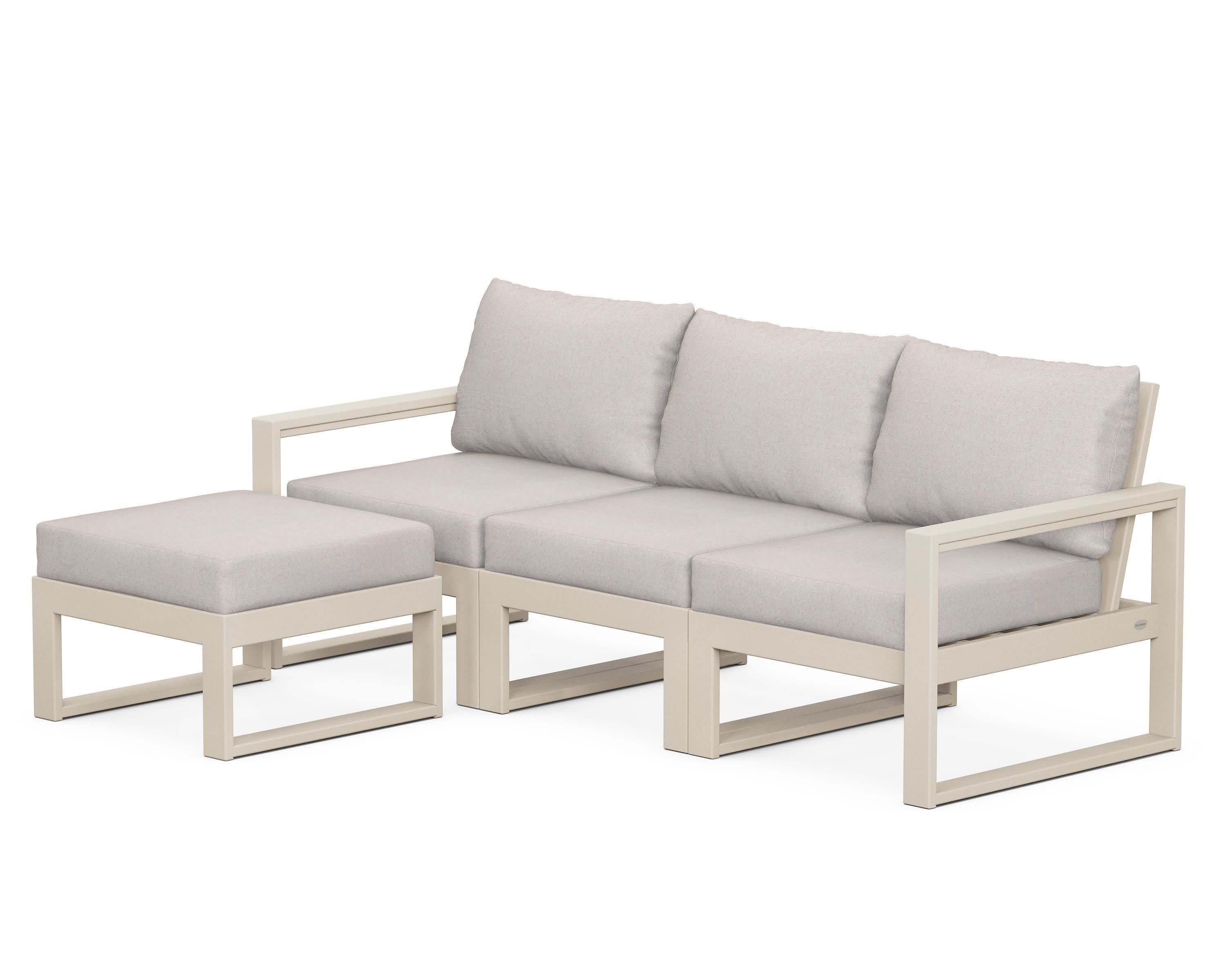 EDGE 4-Piece Modular Deep Seating Set with Ottoman in Sand / Dune Burlap