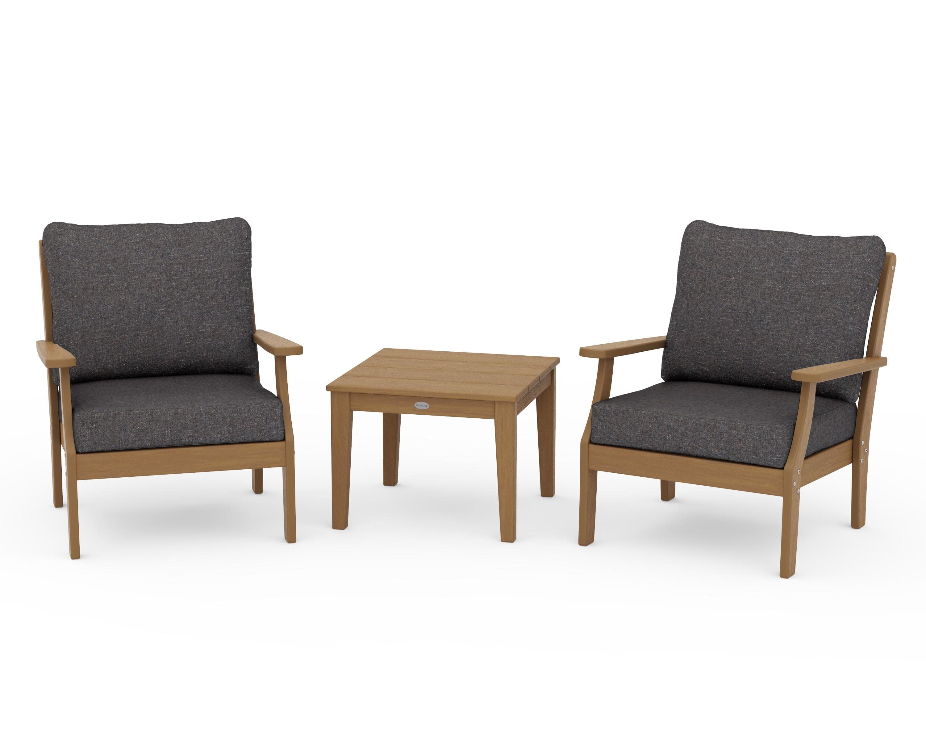 Braxton 3-Piece Deep Seating Set in Natural / Ash Charcoal