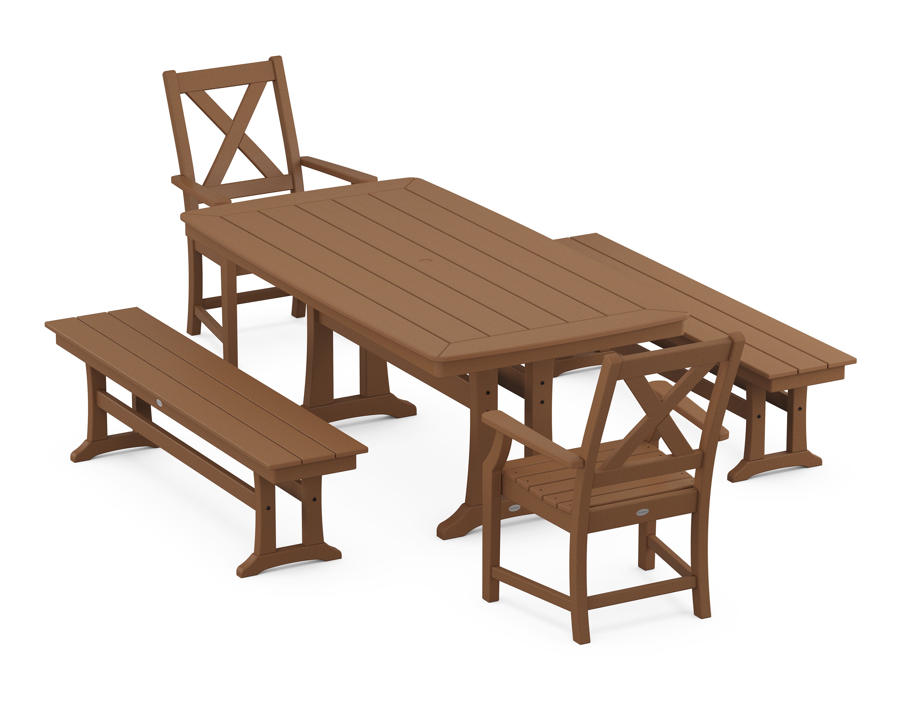 Braxton 5-Piece Dining Set with Trestle Legs in Teak