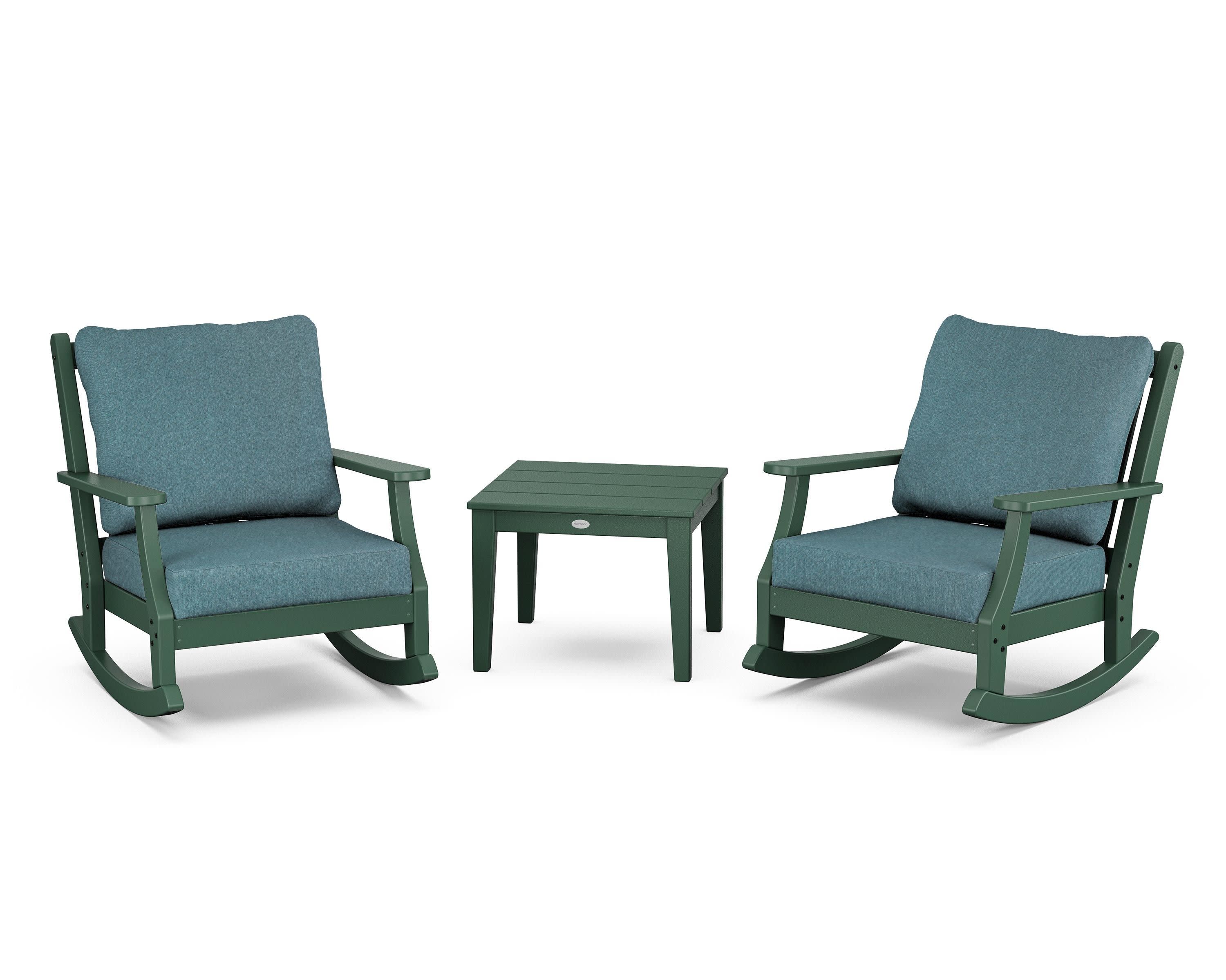 Wovendale 3-Piece Deep Seating Rocker Set in Green / Ocean Teal