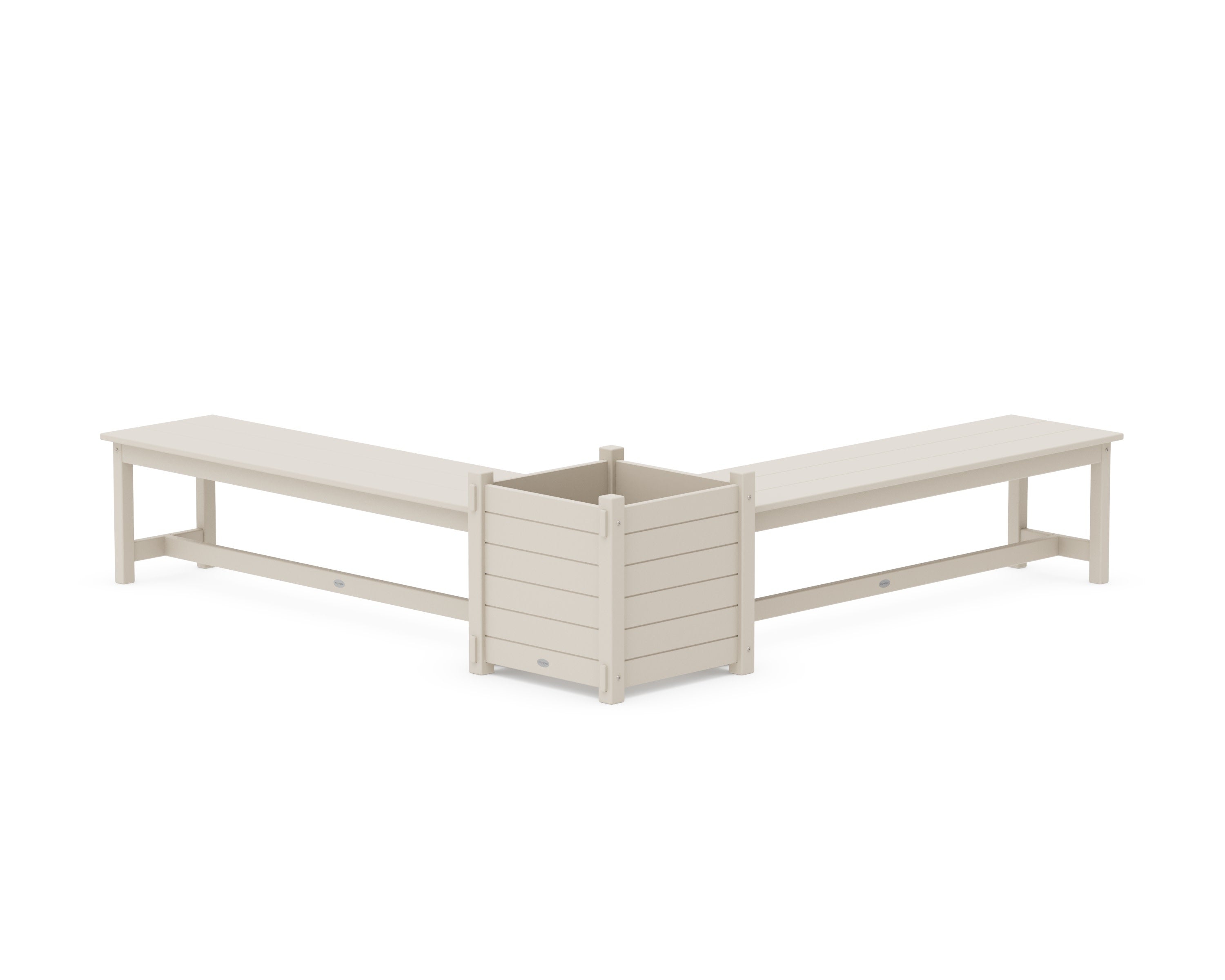 60" Nautical L- Shaped Planter Bench Set- Large in Sand
