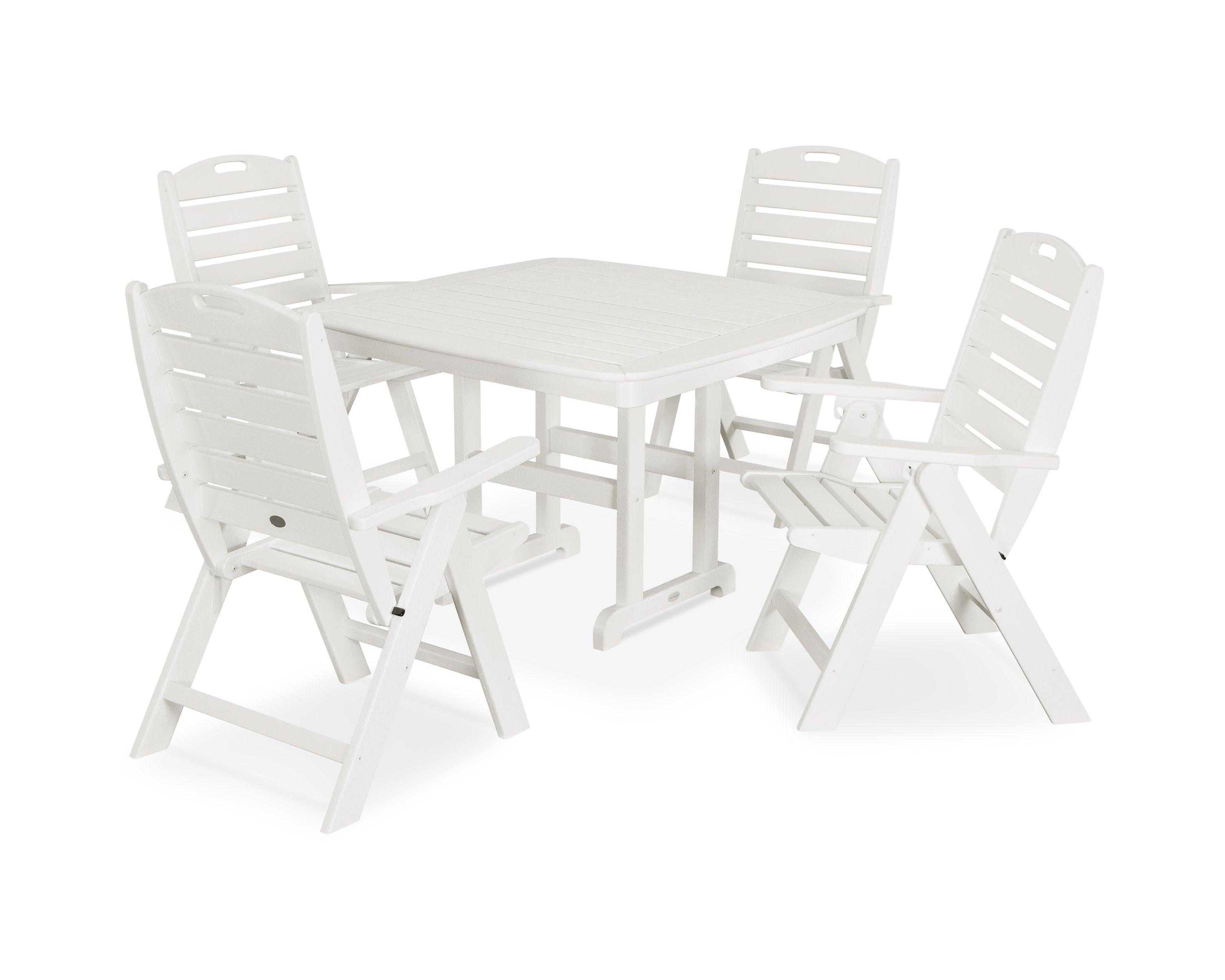 Nautical Highback Chair 5-Piece Dining Set in Vintage White