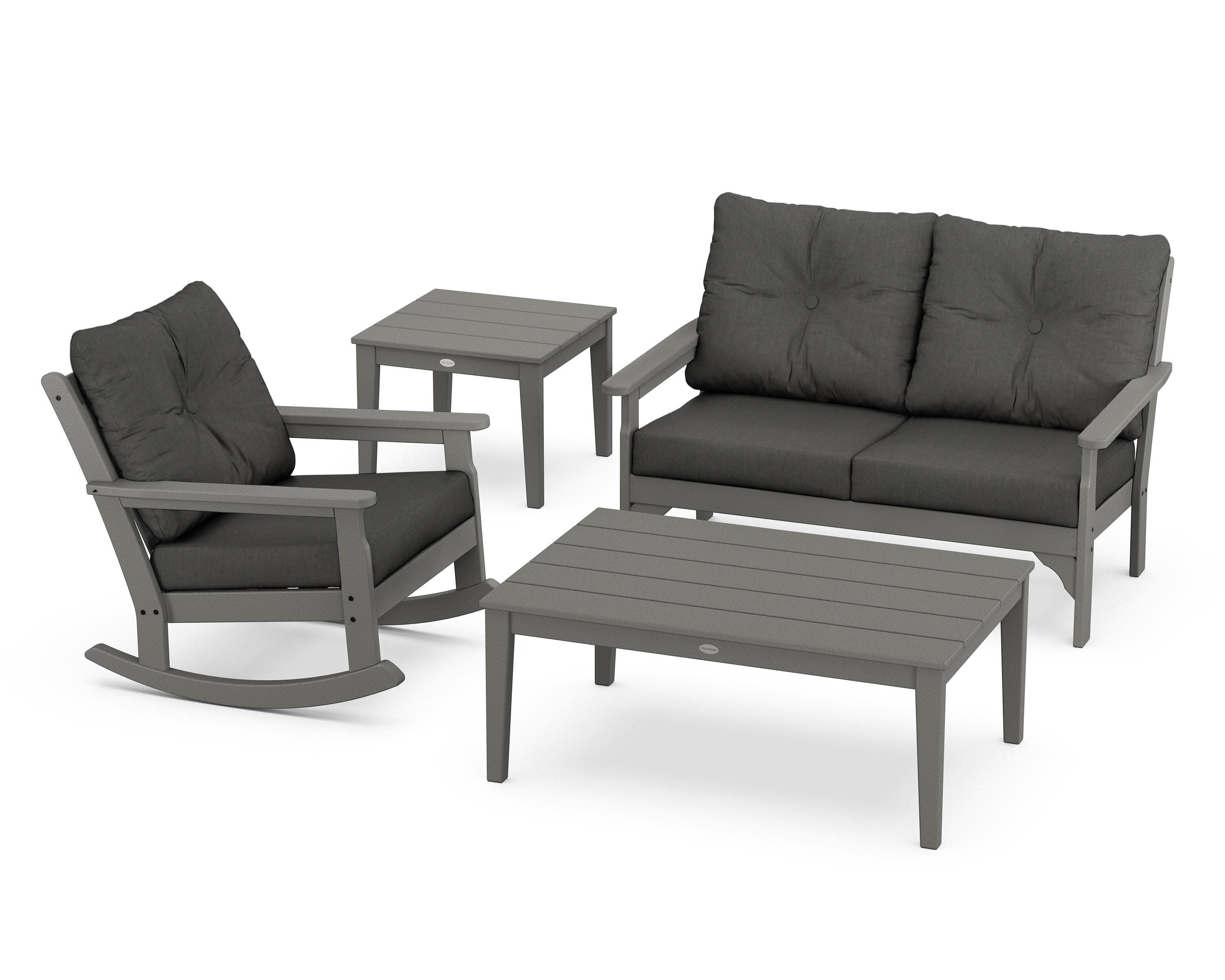 Vineyard 4-Piece Deep Seating Rocker Set in Slate Grey / Spectrum Carbon