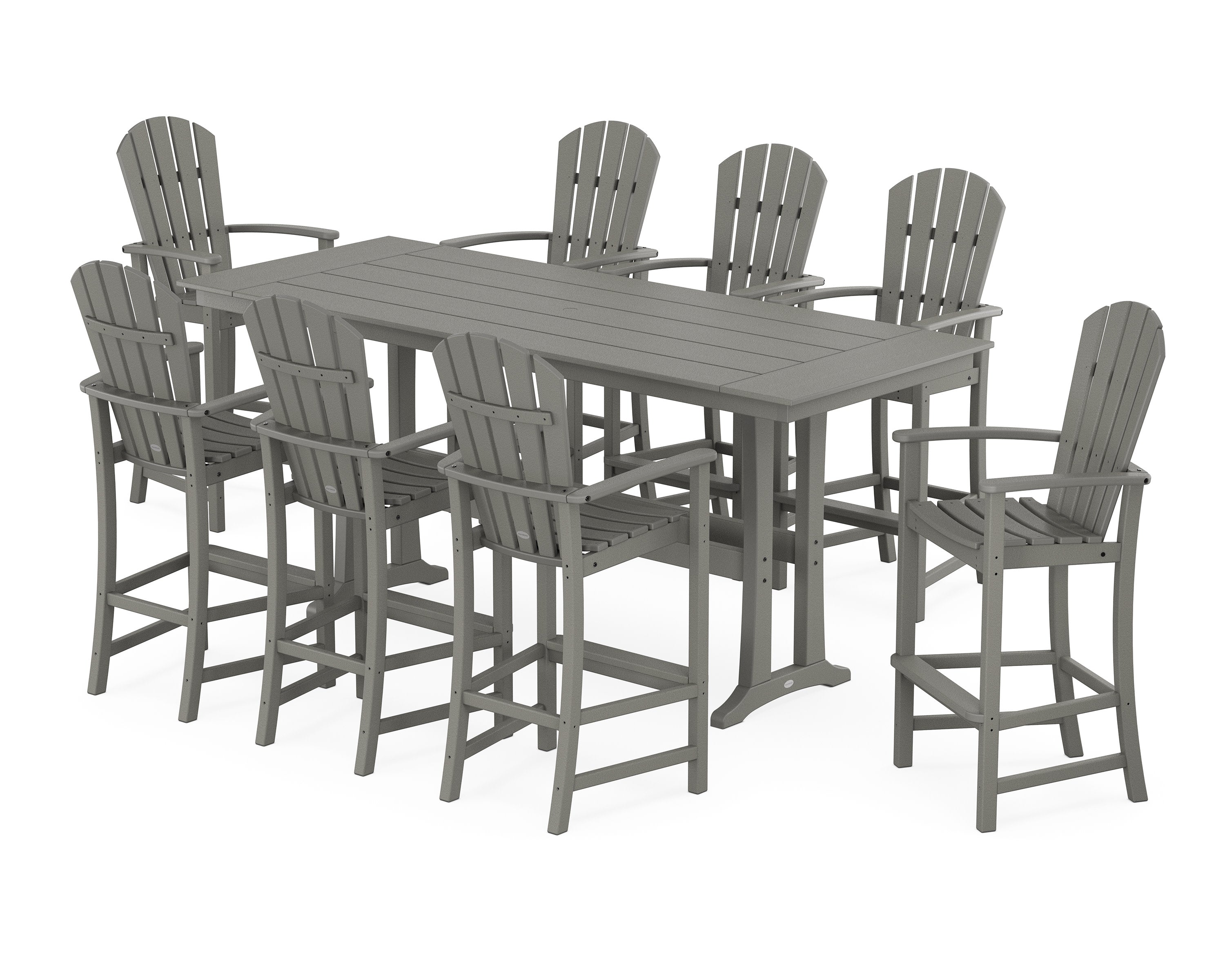 Palm Coast 9-Piece Farmhouse Bar Set with Trestle Legs in Slate Grey