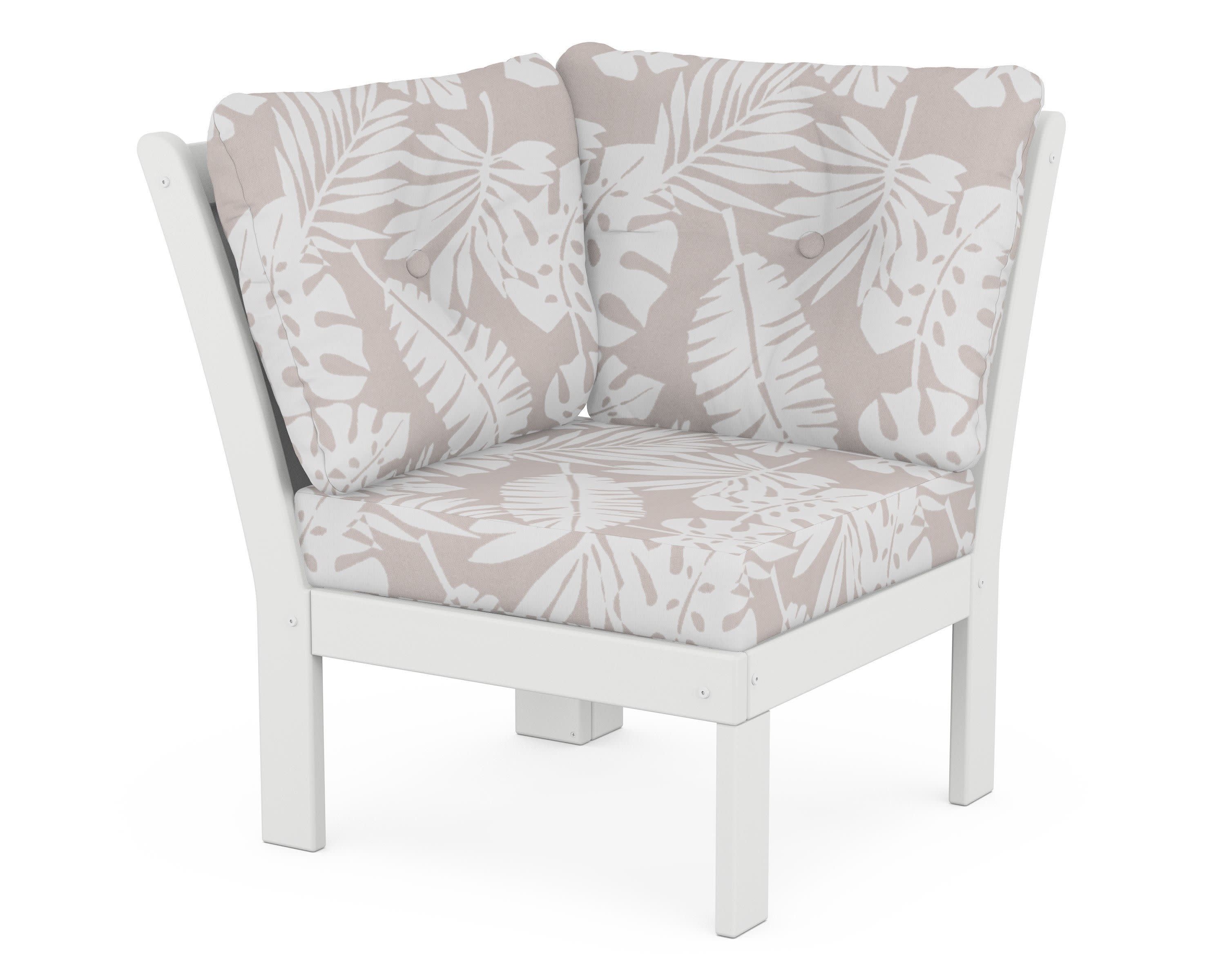 Vineyard Modular Corner Chair in White / Leaf Dune Burlap