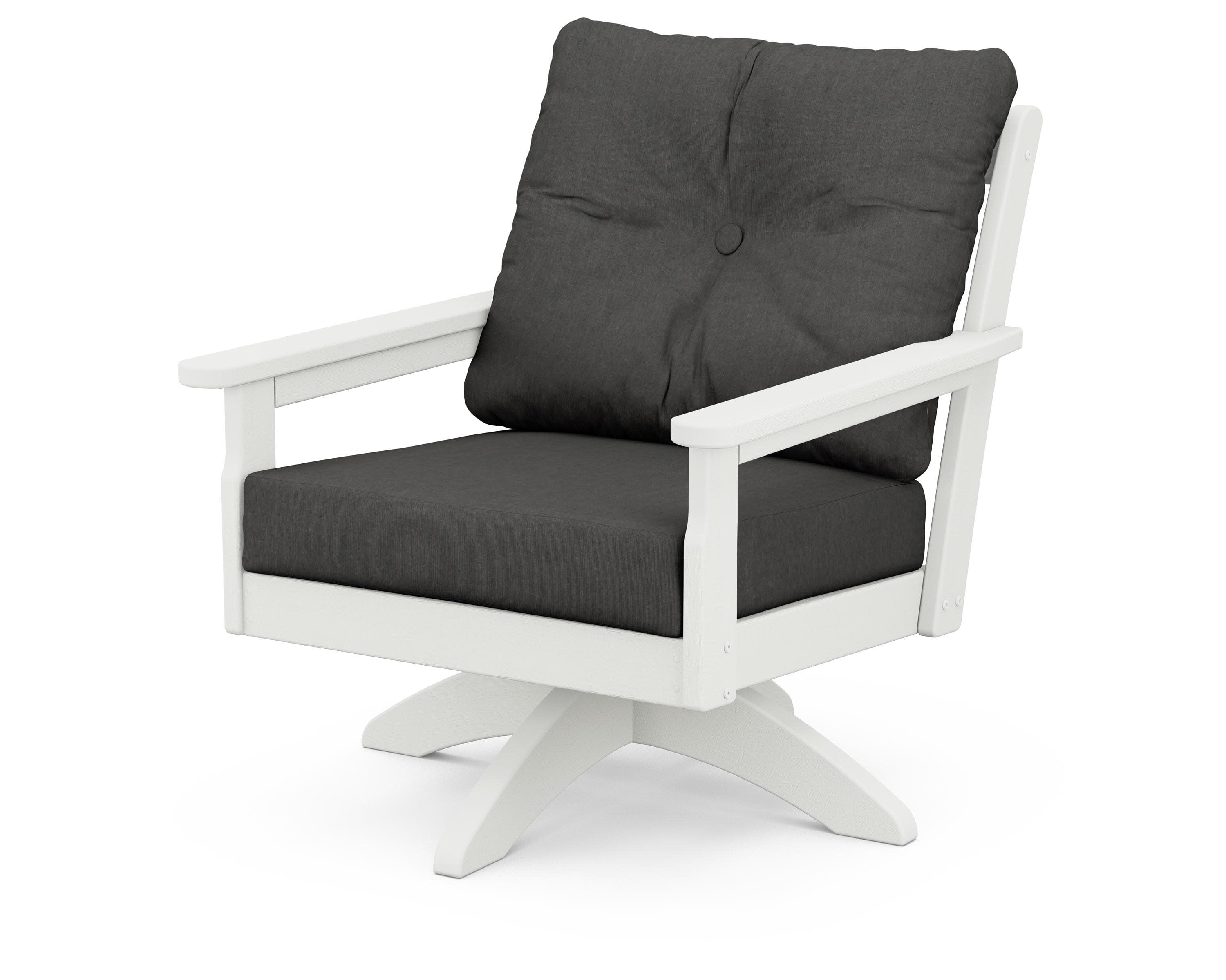 Vineyard Deep Seating Swivel Chair in Vintage White / Spectrum Carbon