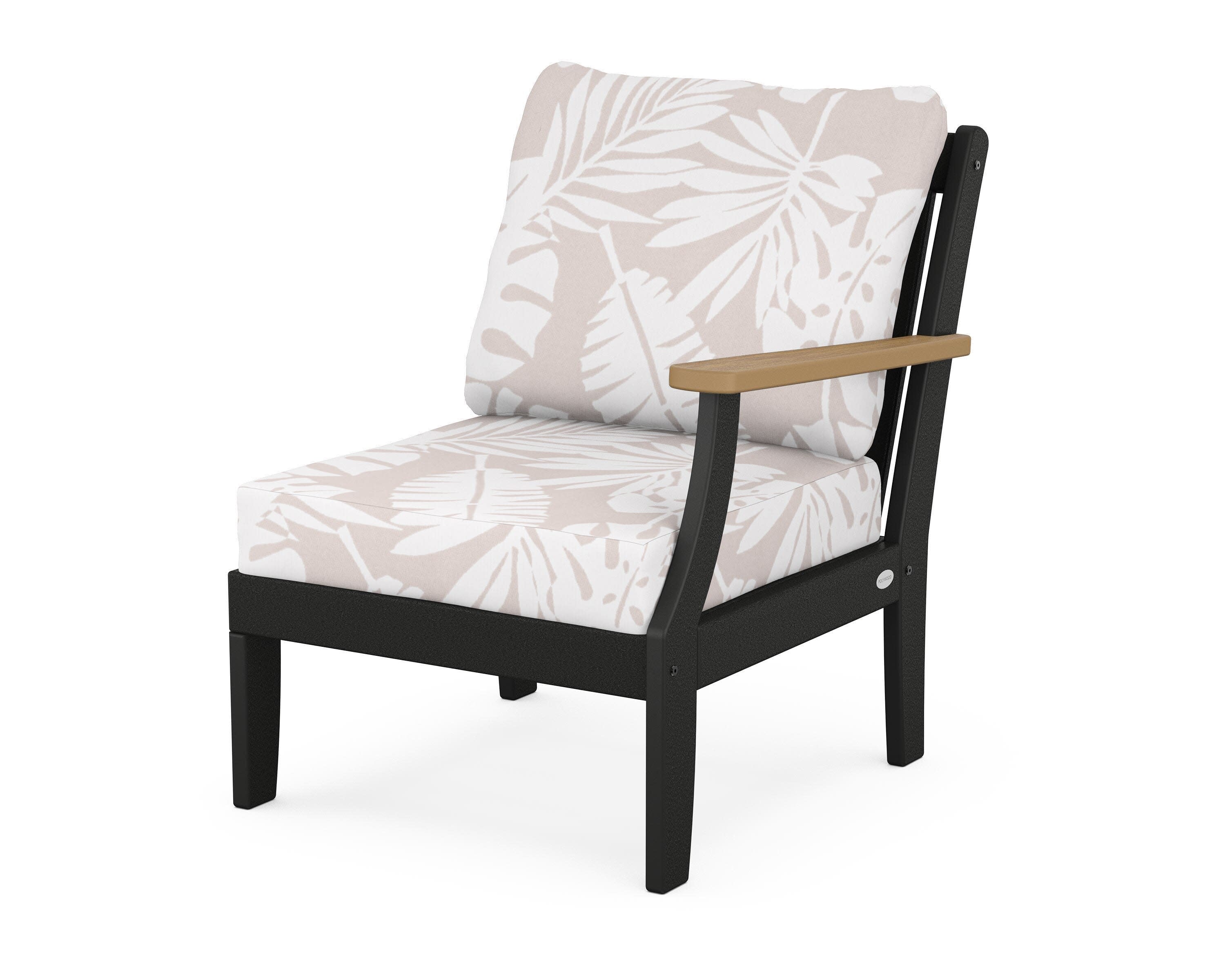 Braxton Modular Right Arm Chair in Black / Natural / Leaf Dune Burlap