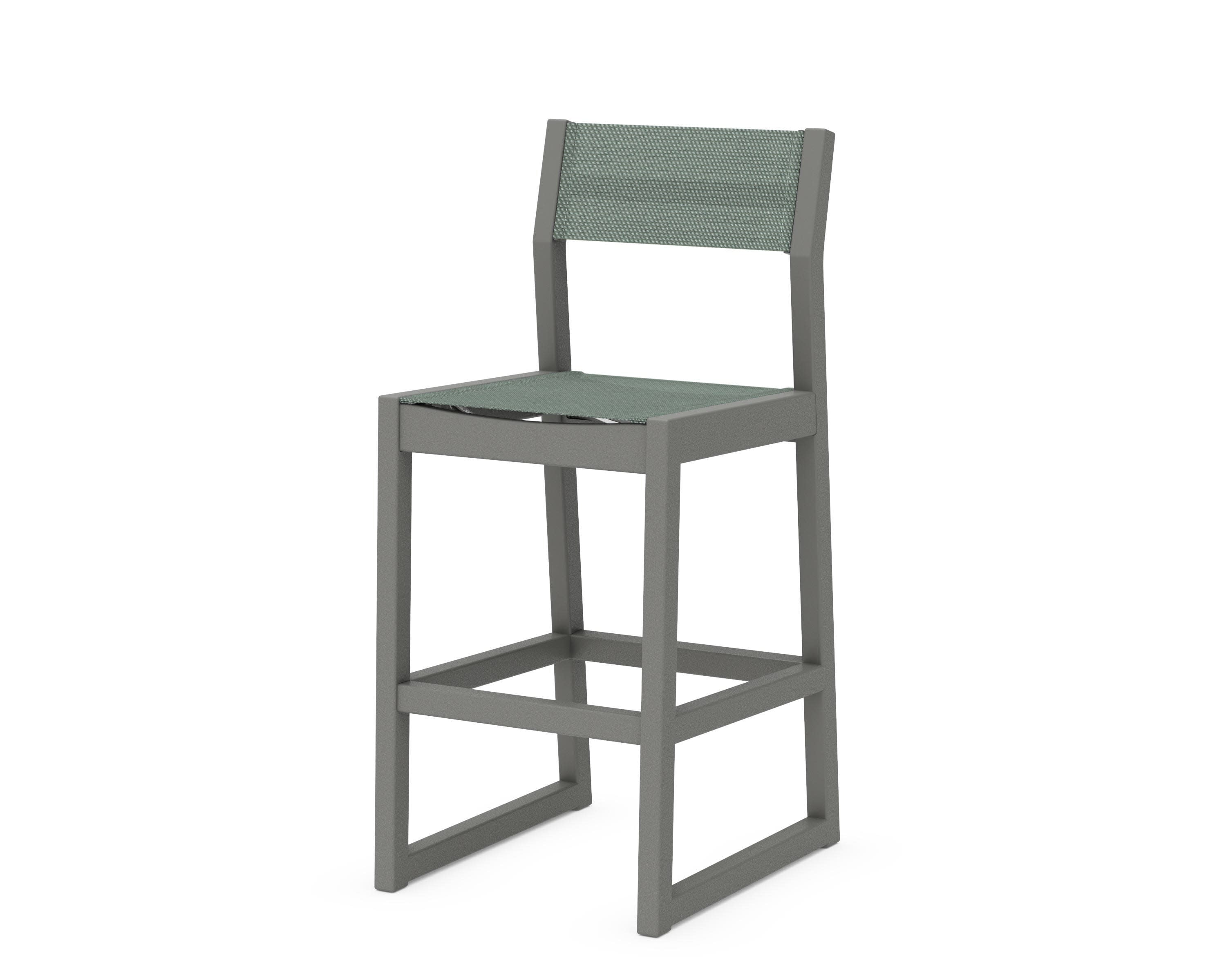 EDGE Sling Bar Side Chair in Slate Grey / Dupioni Sea Mist Sling