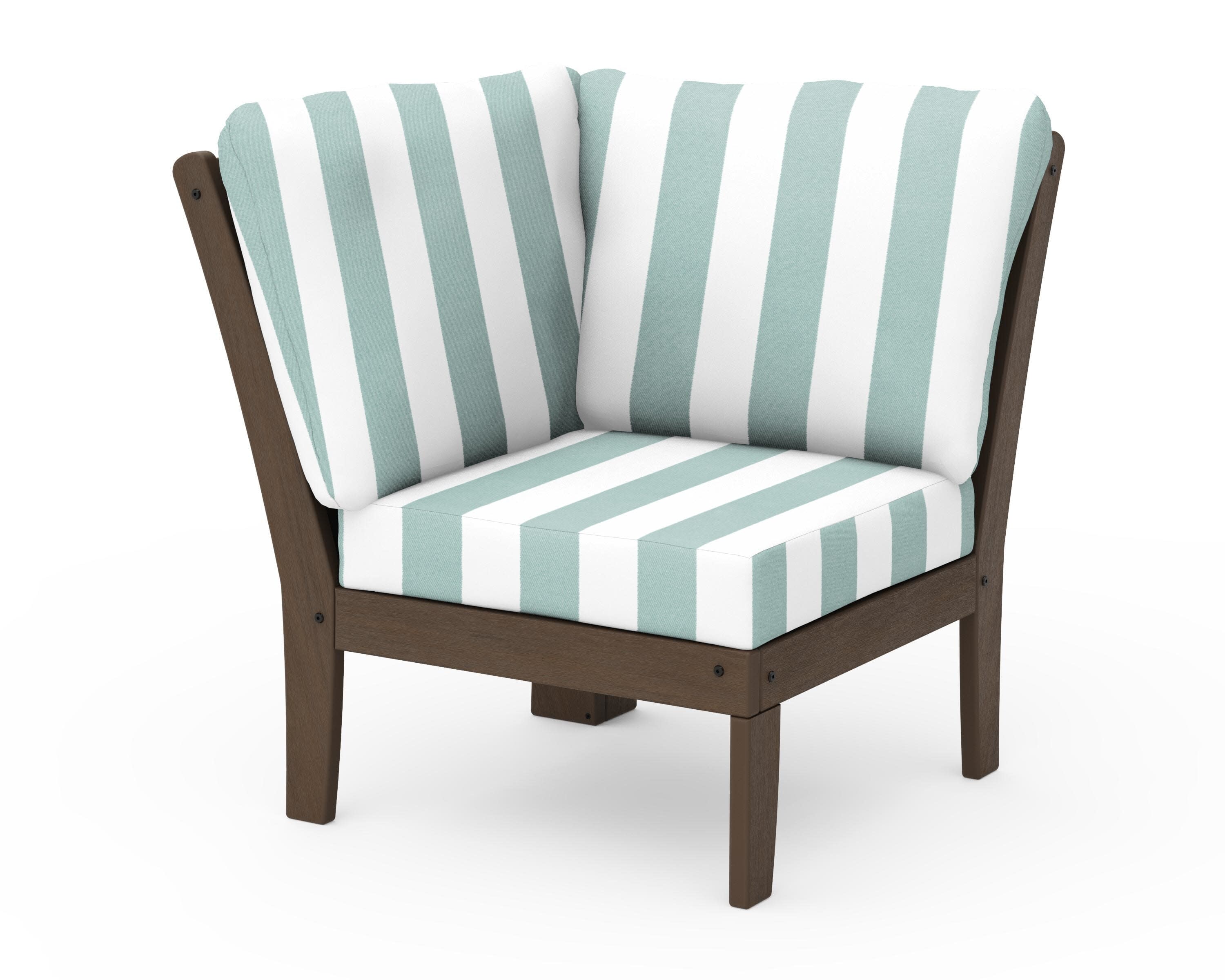 Braxton Modular Corner Chair in Kona / Cabana Stripe Glacier Spa