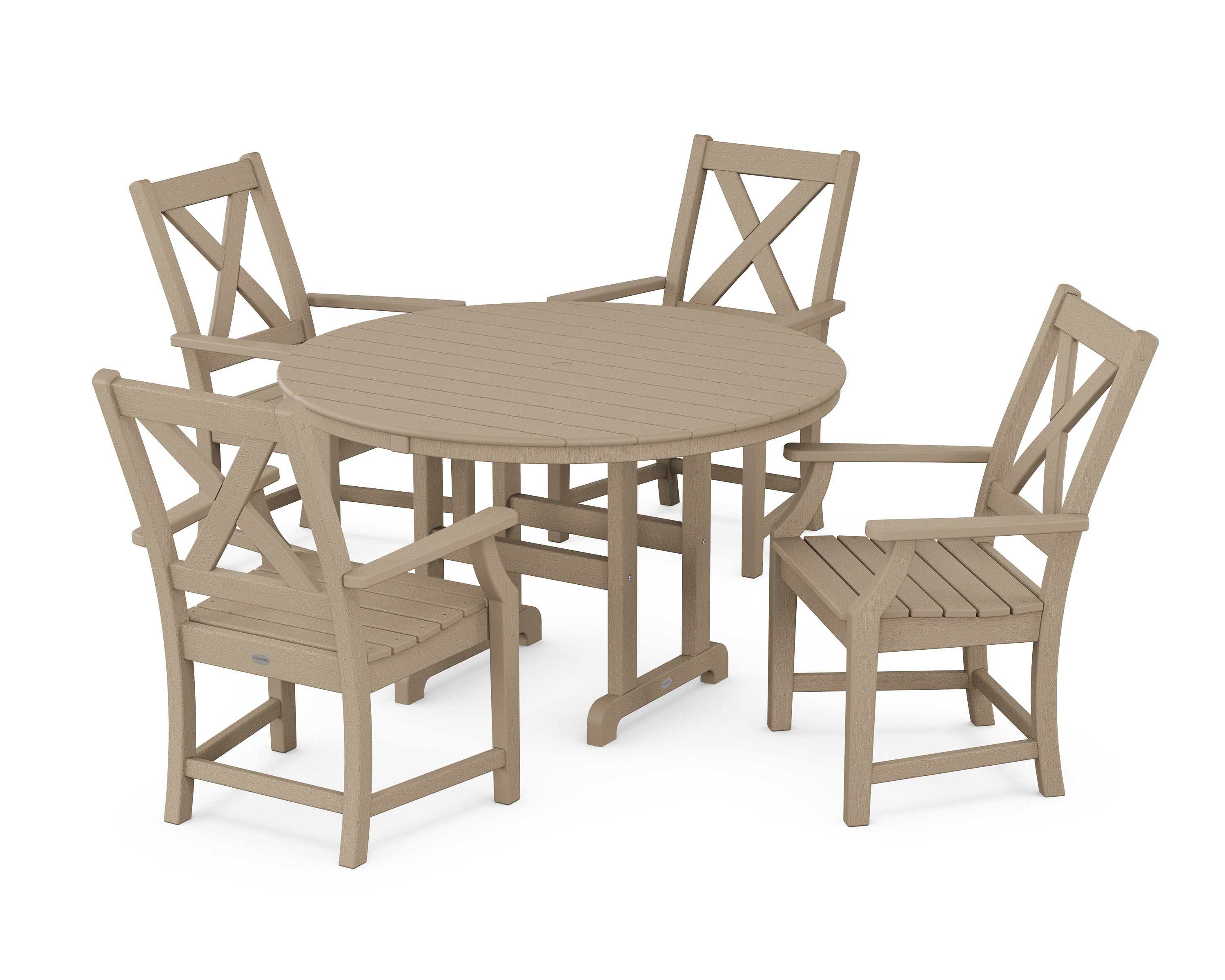 Braxton 5-Piece Round Farmhouse Dining Set in Vintage Sahara
