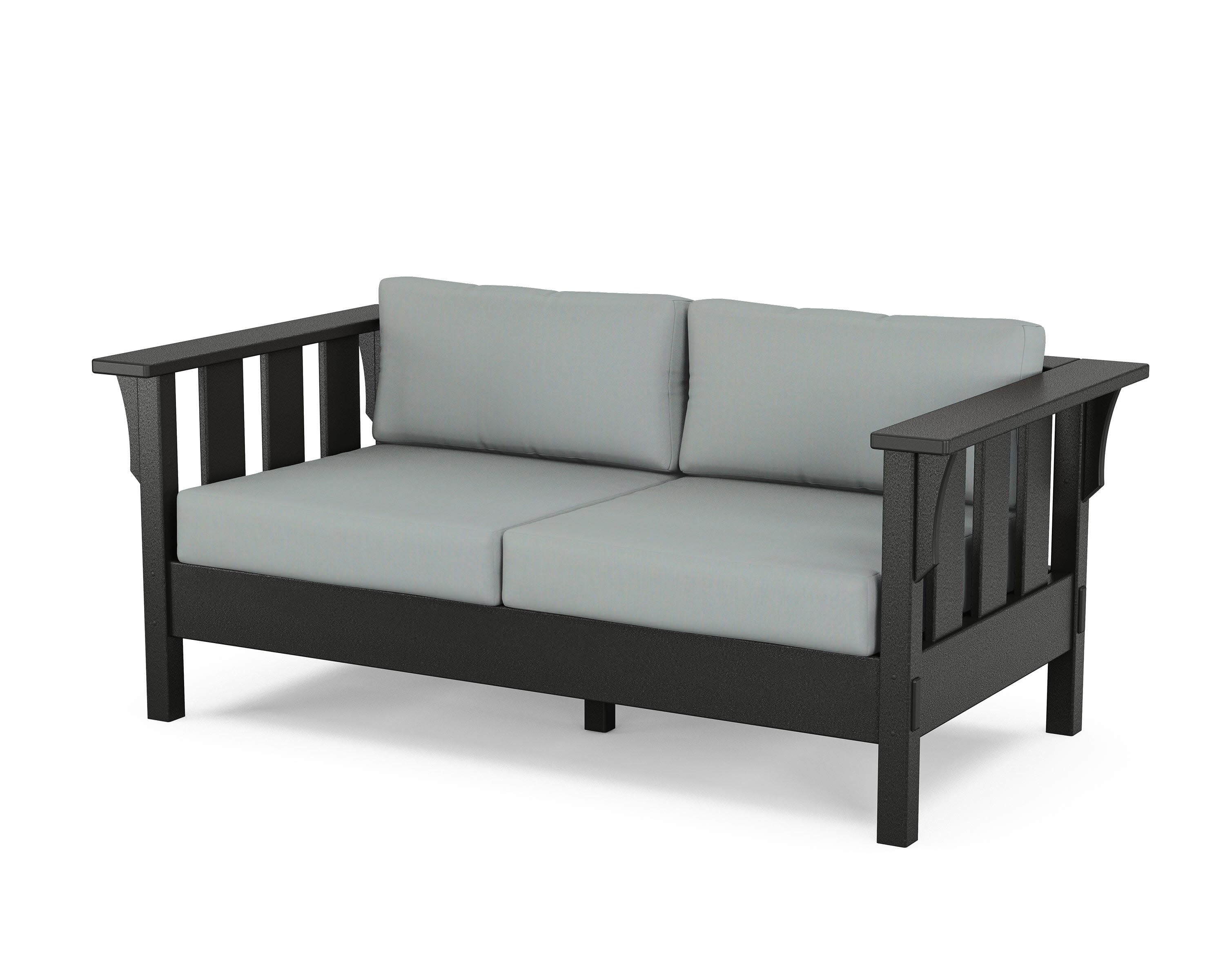 Acadia Deep Seating Loveseat in Black / Spa