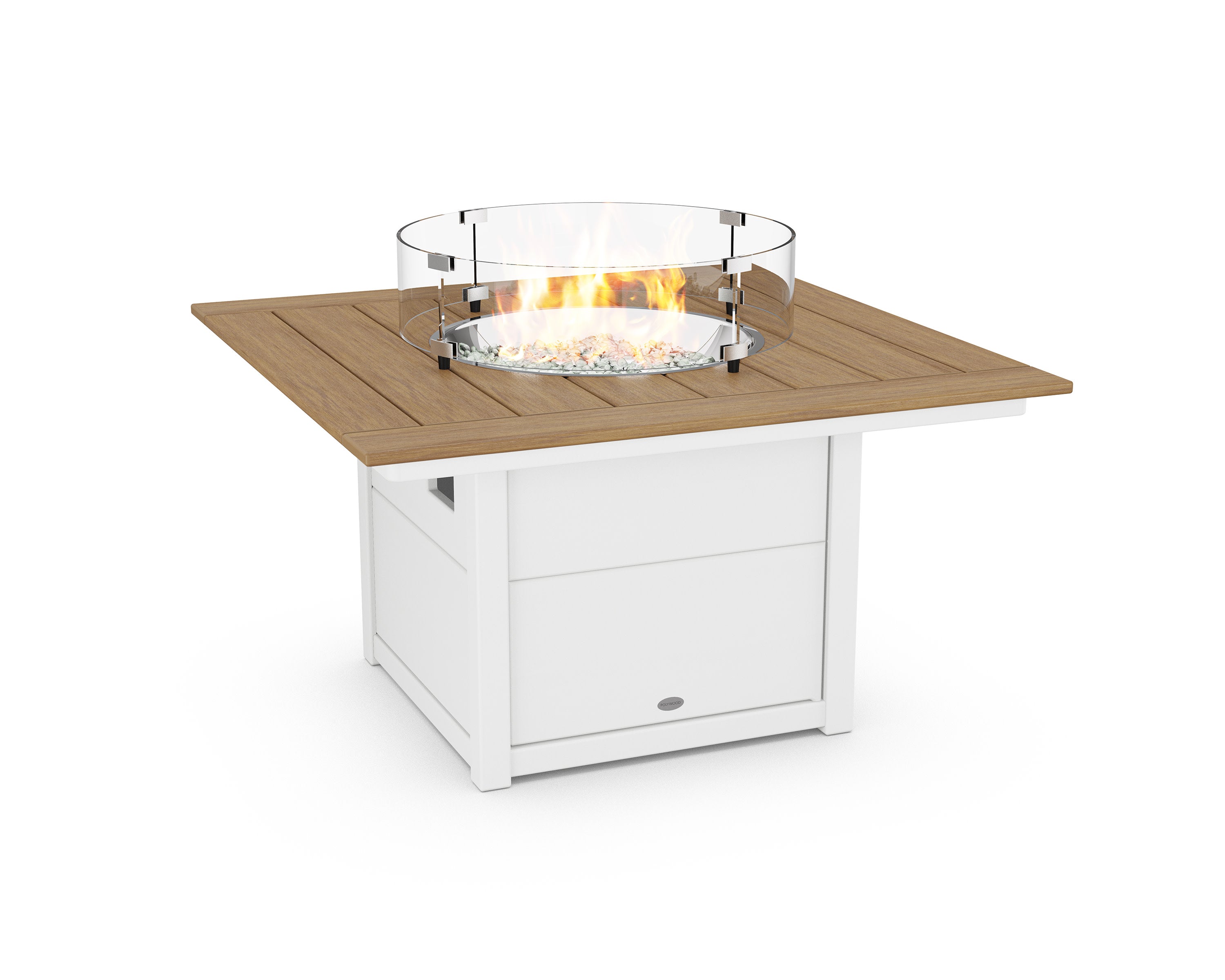 Square 42" Fire Pit Table in White / Natural