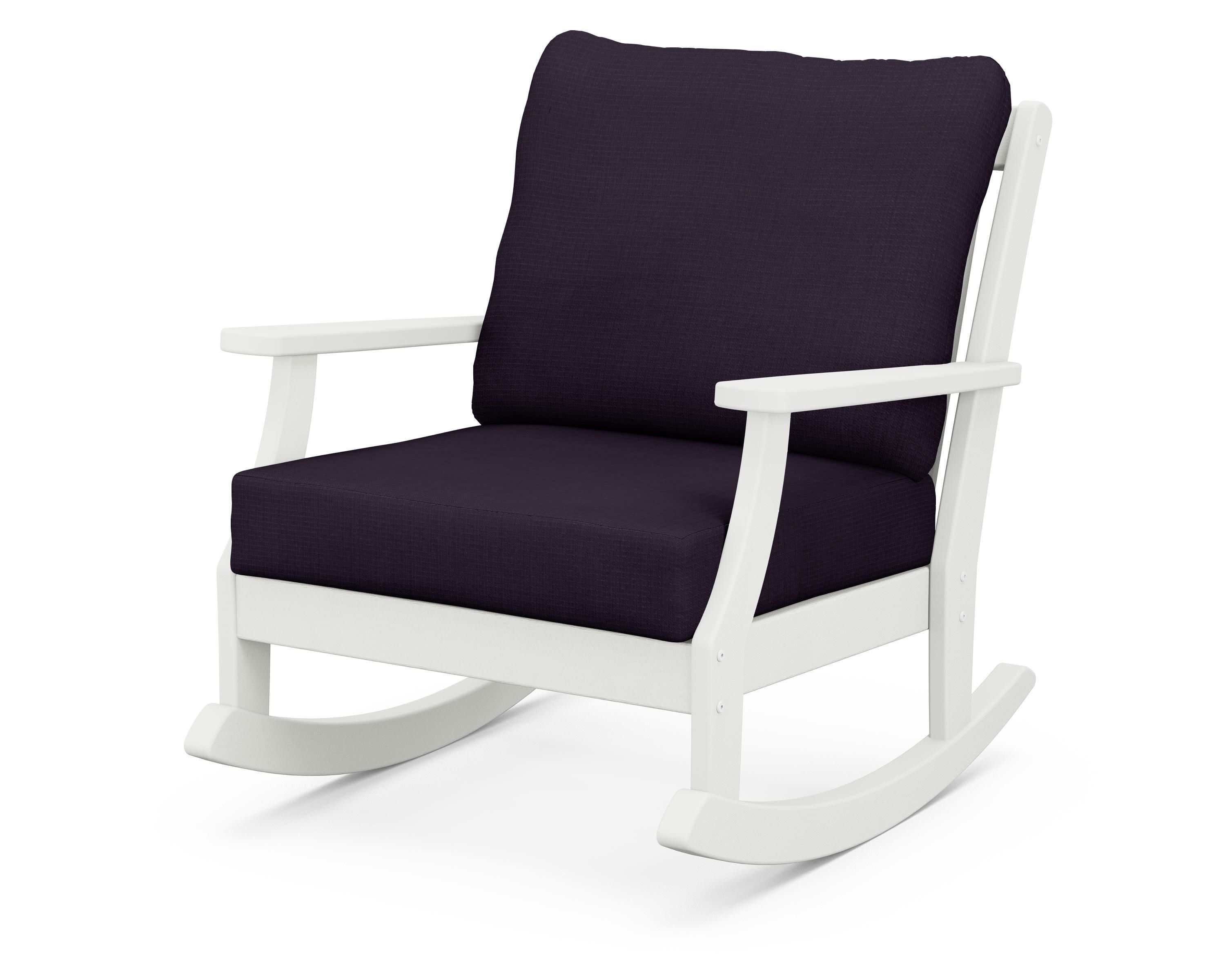 Braxton Deep Seating Rocking Chair in Vintage White / Navy Linen