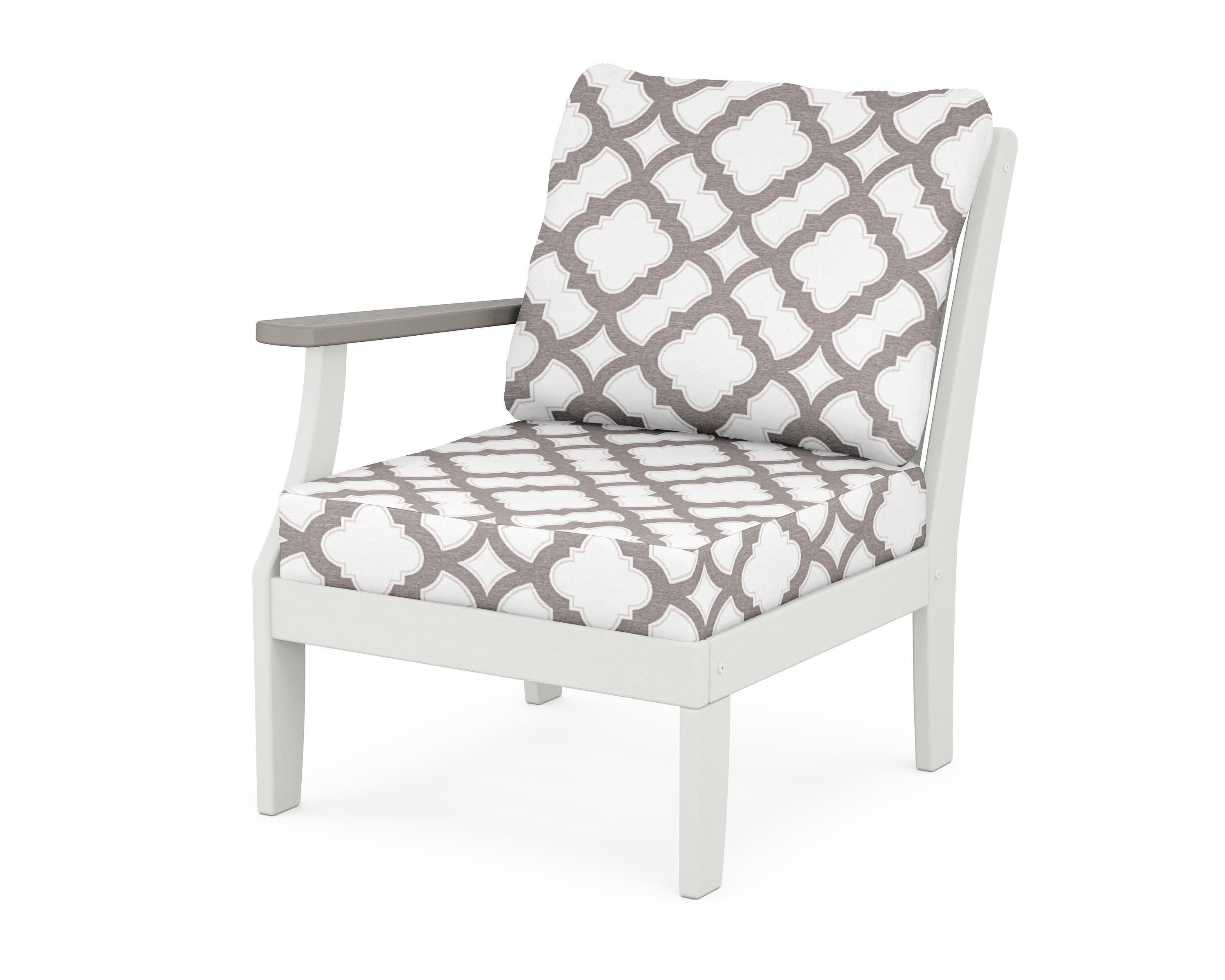 Braxton Modular Left Arm Chair in White / Driftwood / Trellis Grey Mist