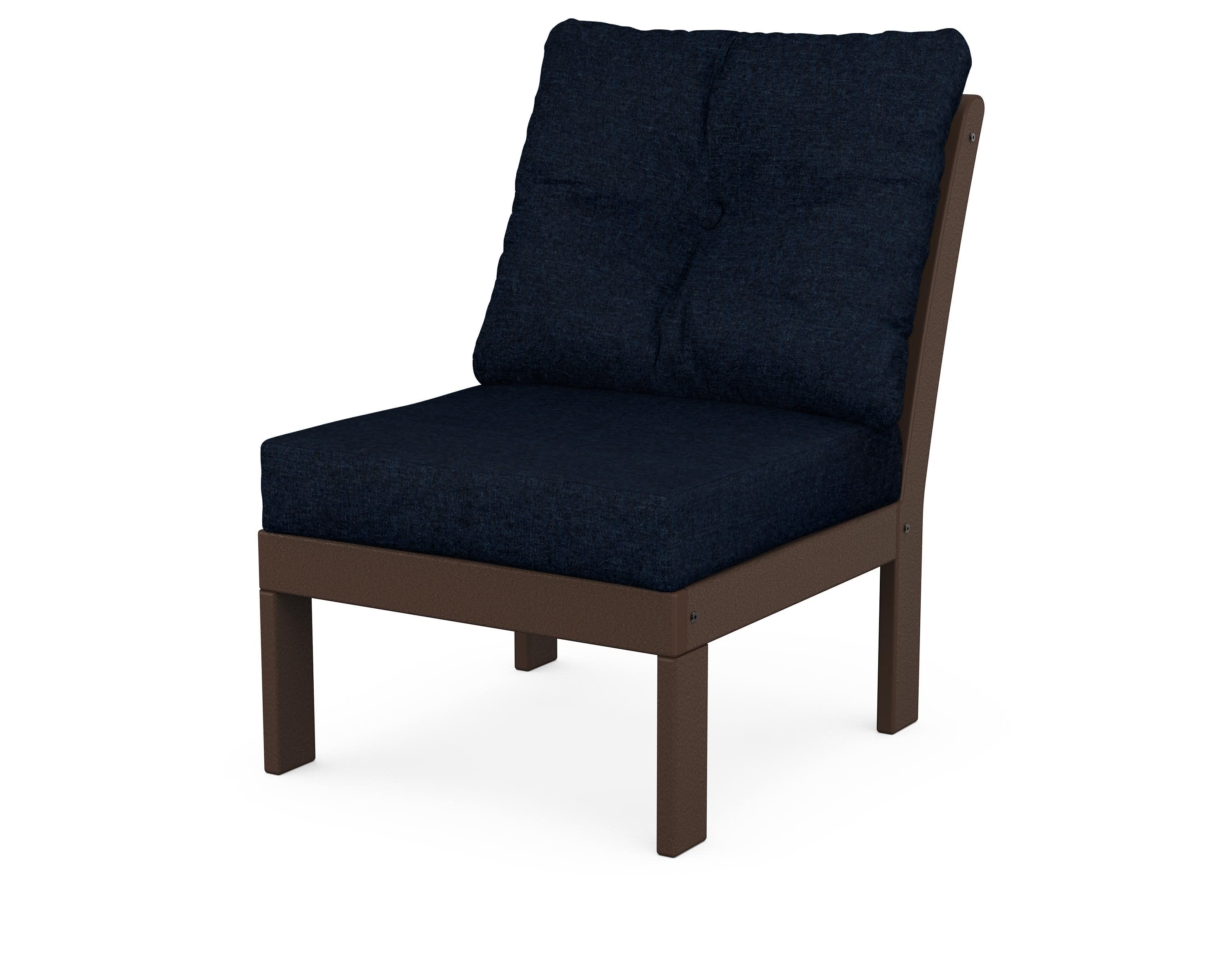Vineyard Modular Armless Chair in Mahogany / Marine Indigo