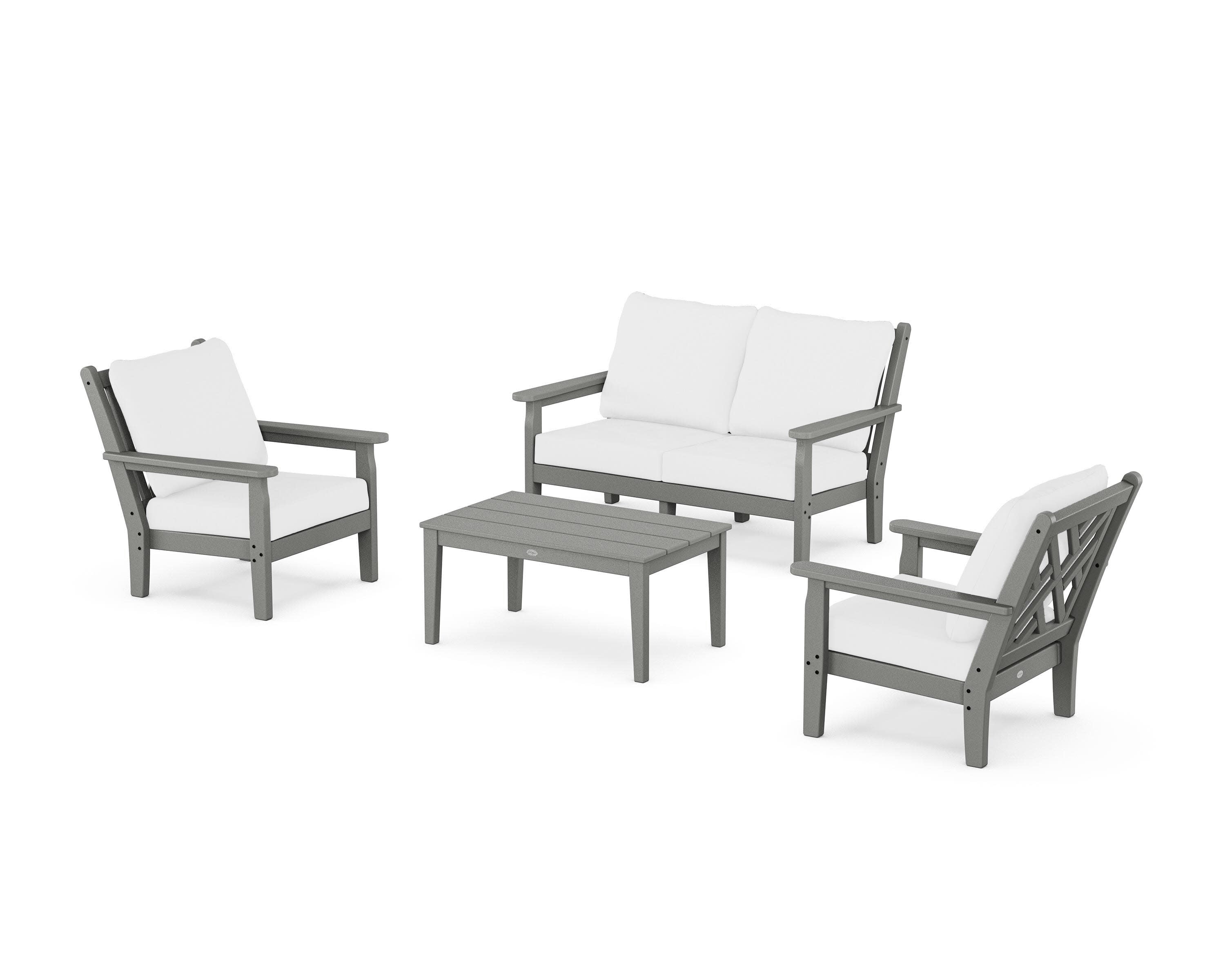 Chippendale 4-Piece Deep Seating Set with Loveseat in Slate Grey / Natural