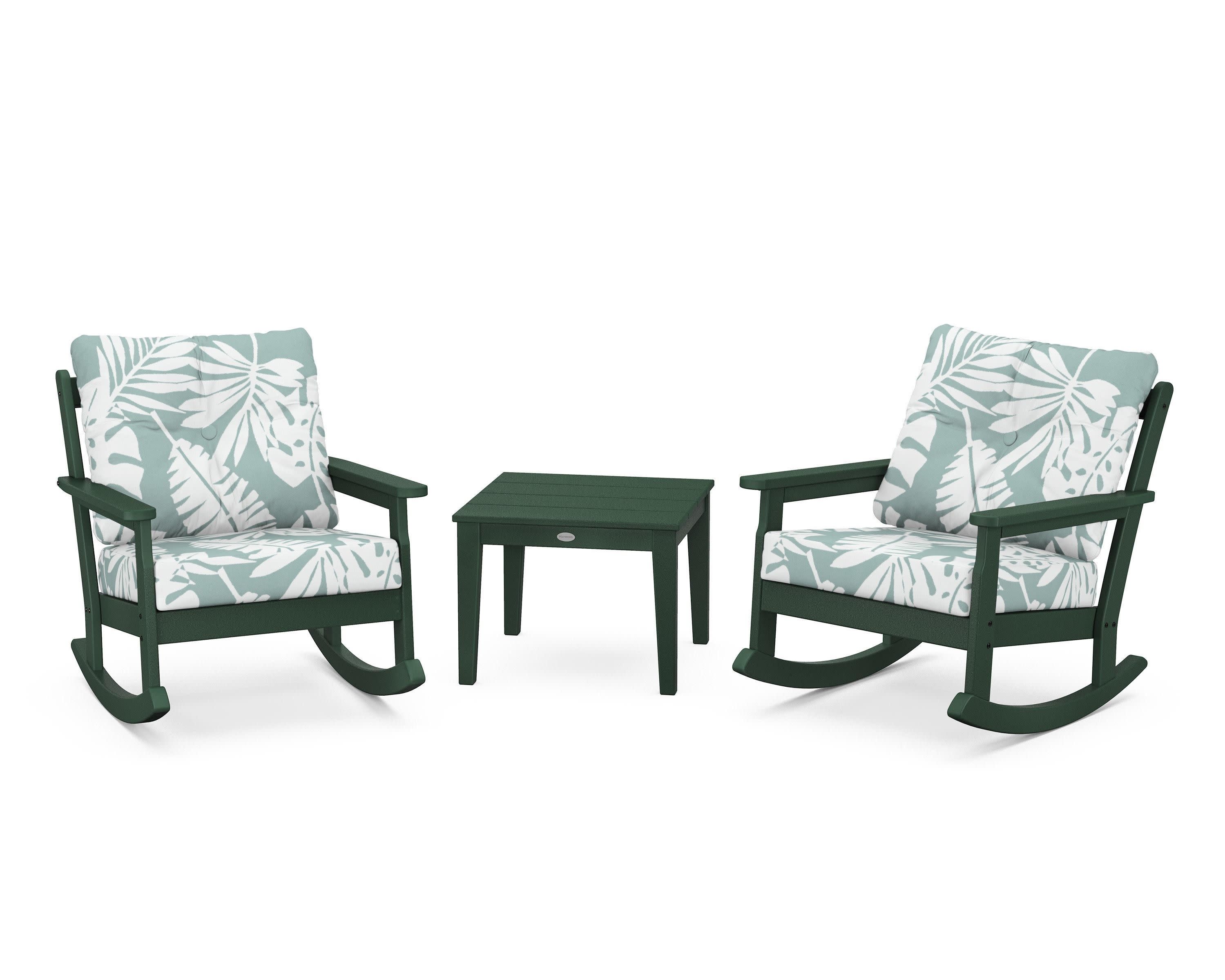 Vineyard 3-Piece Deep Seating Rocker Set in Green / Leaf Glacier Spa