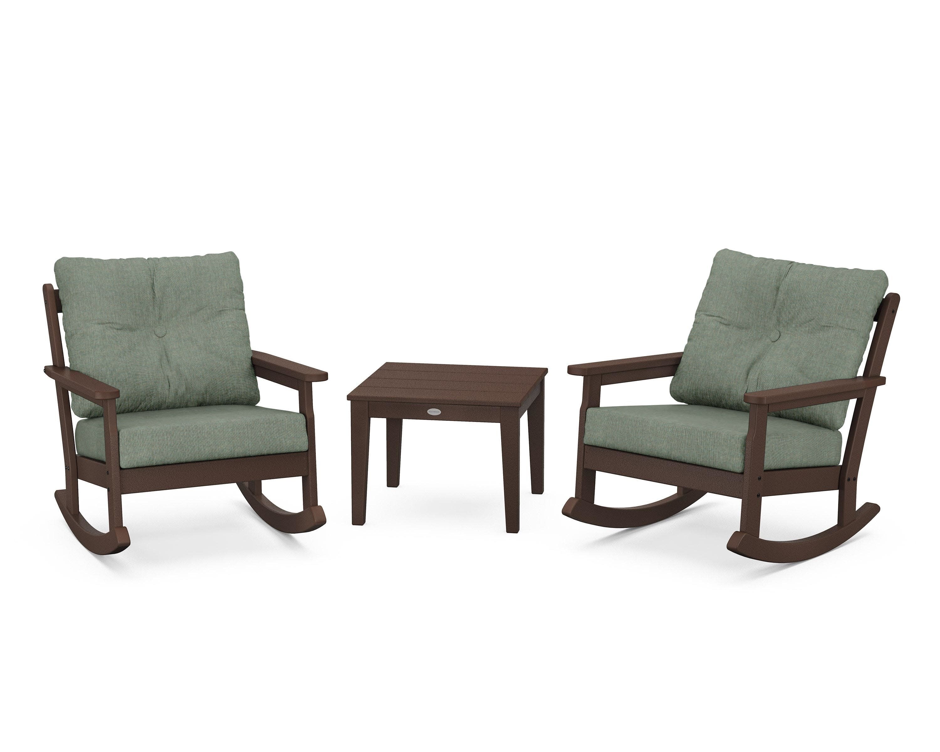 Vineyard 3-Piece Deep Seating Rocker Set in Mahogany / Cast Sage