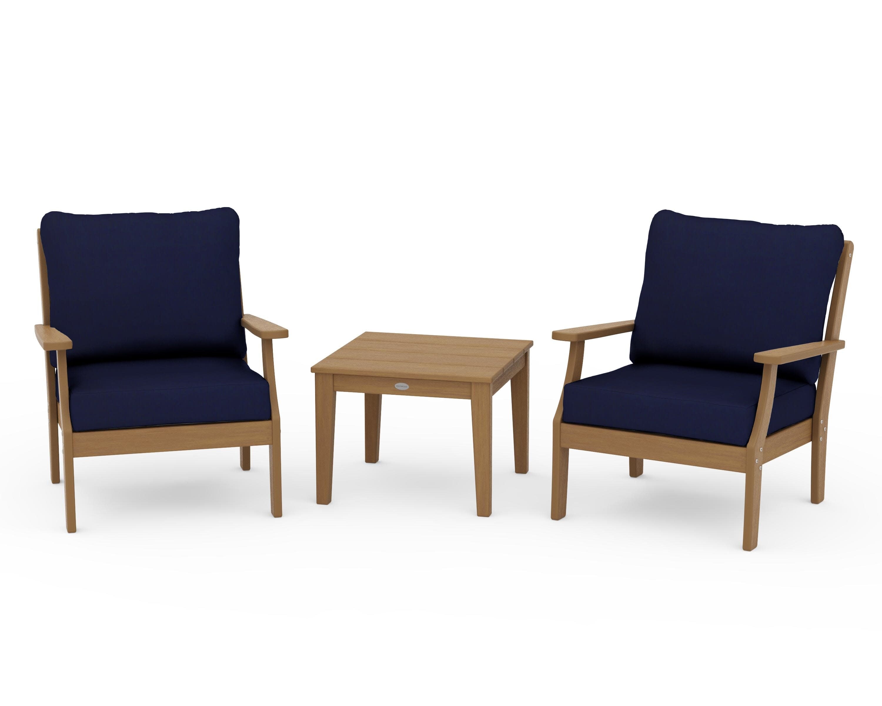 Braxton 3-Piece Deep Seating Set in Natural / Navy