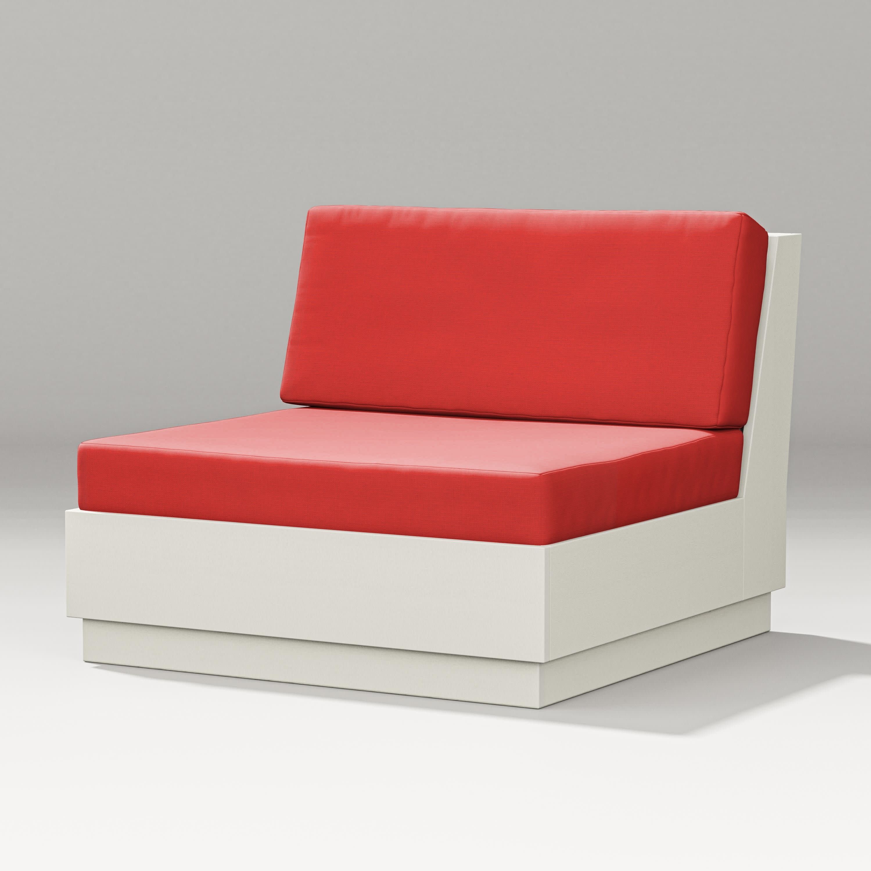 Elevate Modular Armless Chair in Vintage White / Crimson Linen