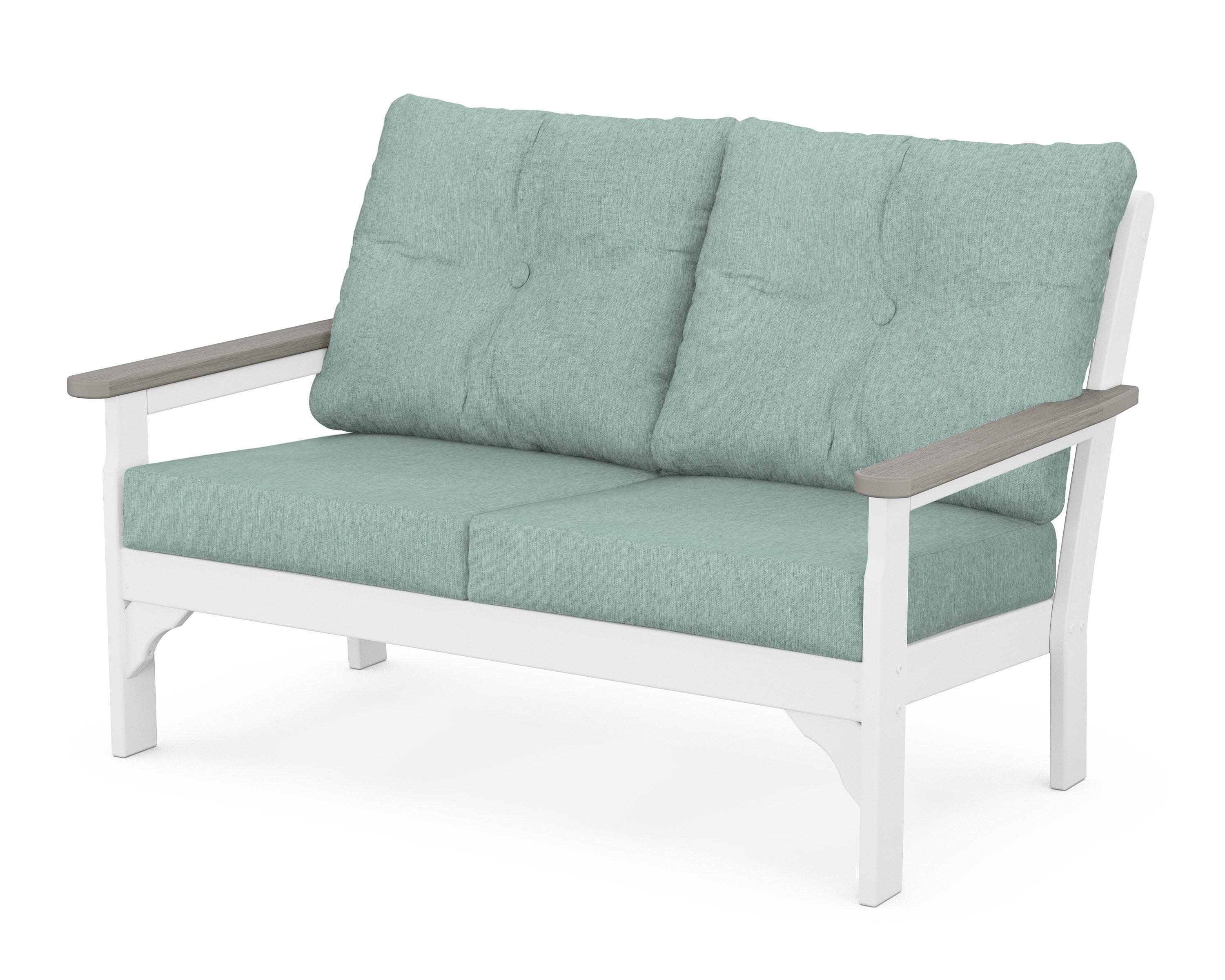 Vineyard Deep Seating Loveseat in White / Driftwood / Glacier Spa