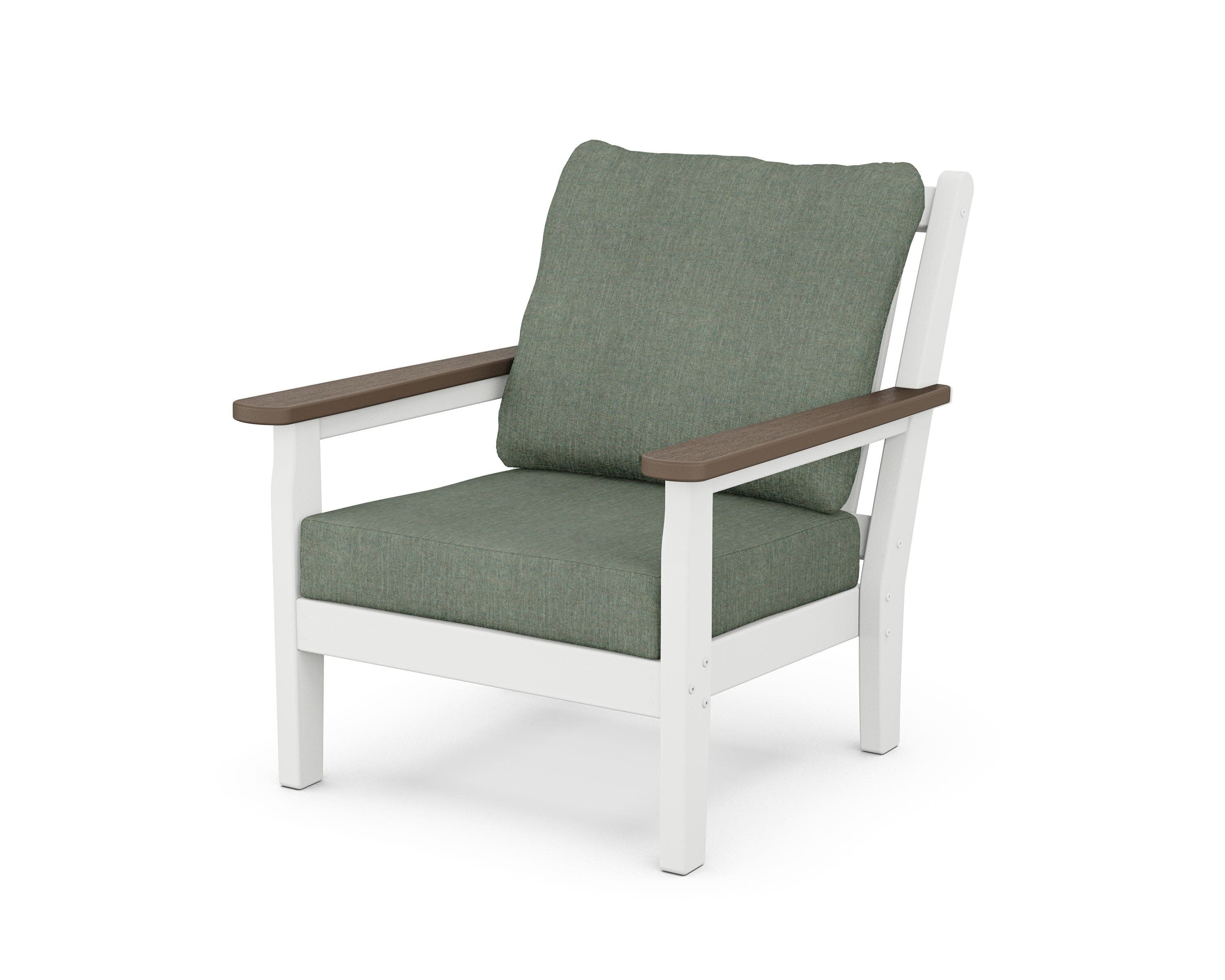 Chippendale Deep Seating Chair in White / Kona / Cast Sage