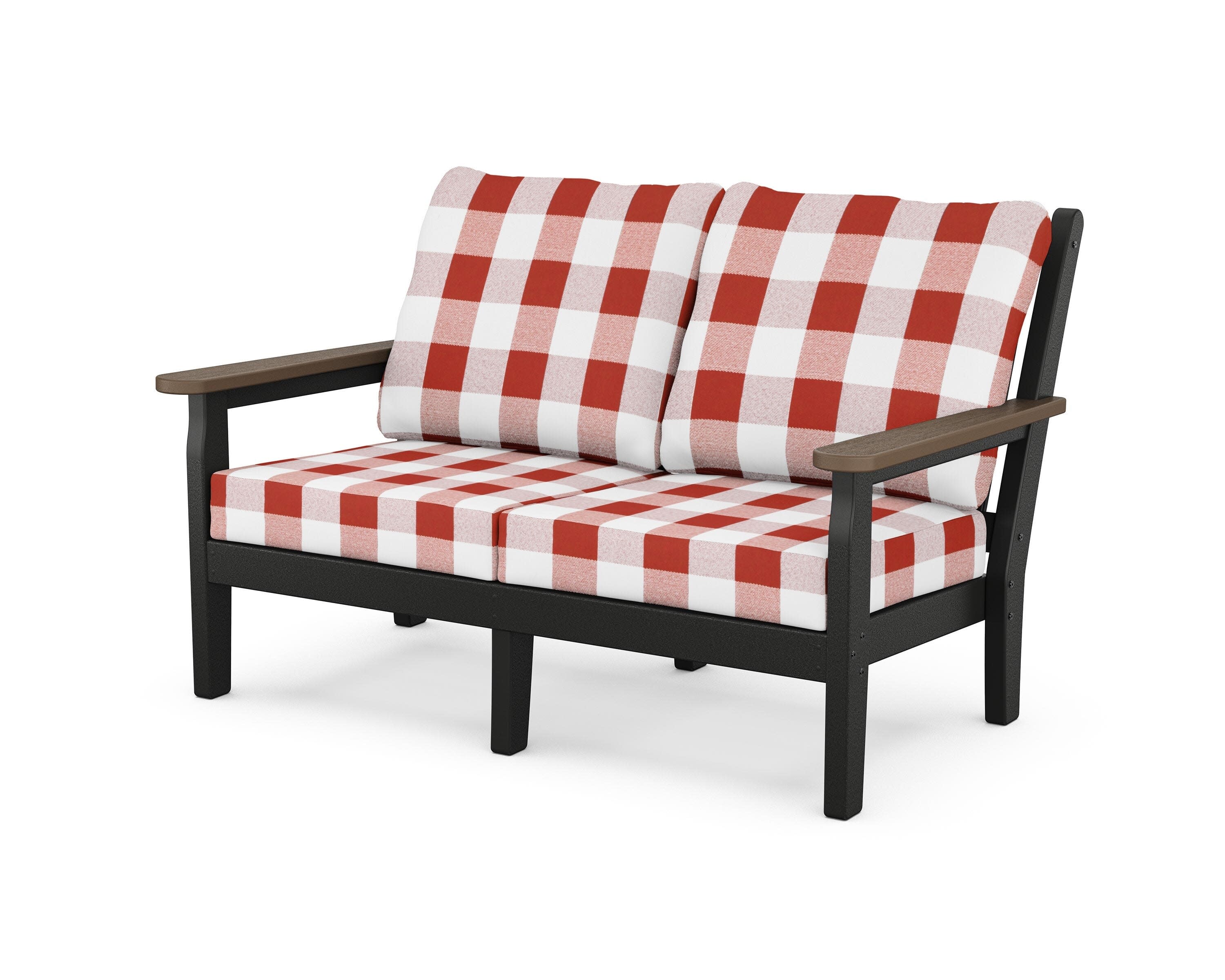 Chippendale Deep Seating Loveseat in Black / Kona / Buffalo Plaid Crimson
