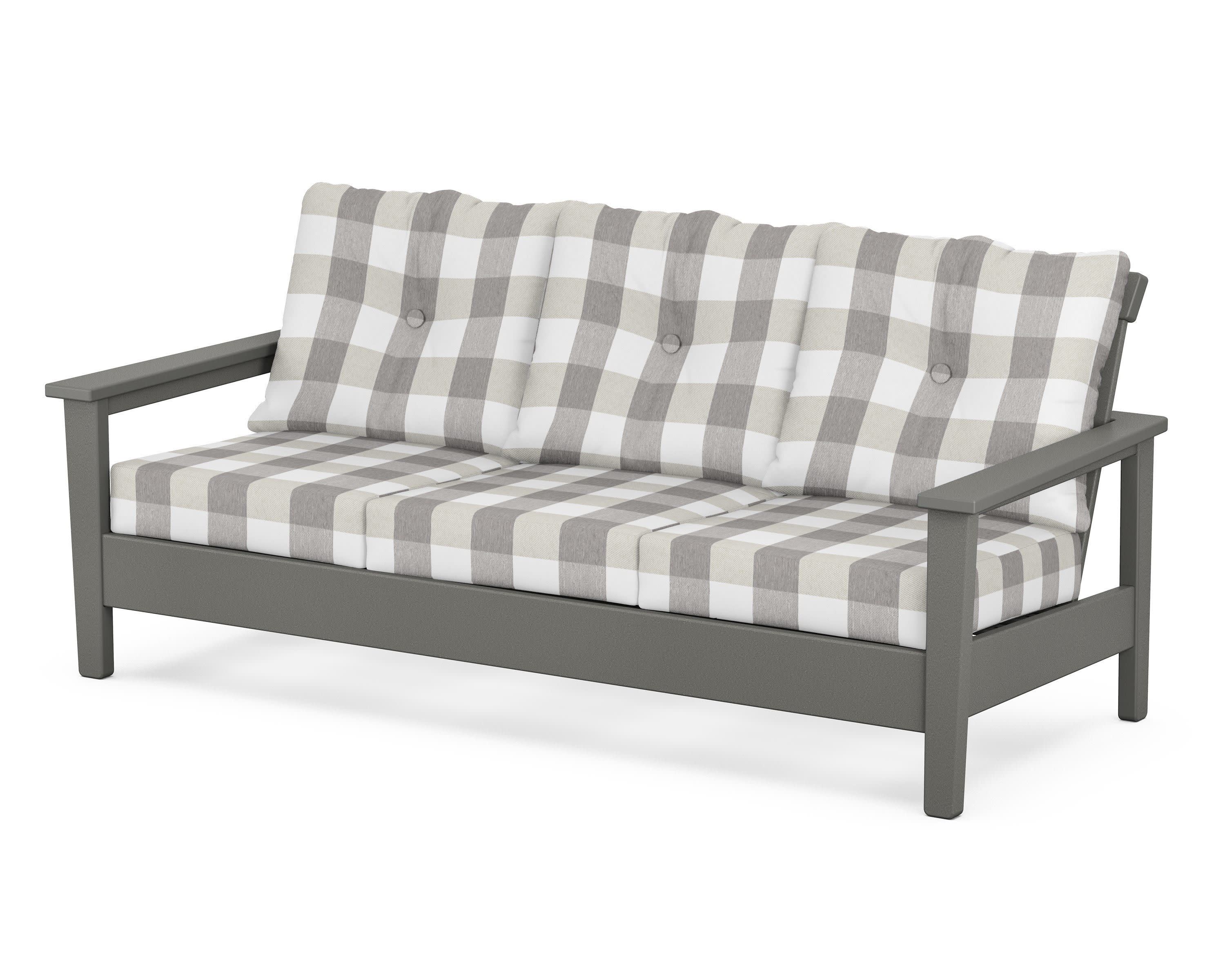 Prescott Deep Seating Sofa in Slate Grey / Buffalo Plaid Grey Mist