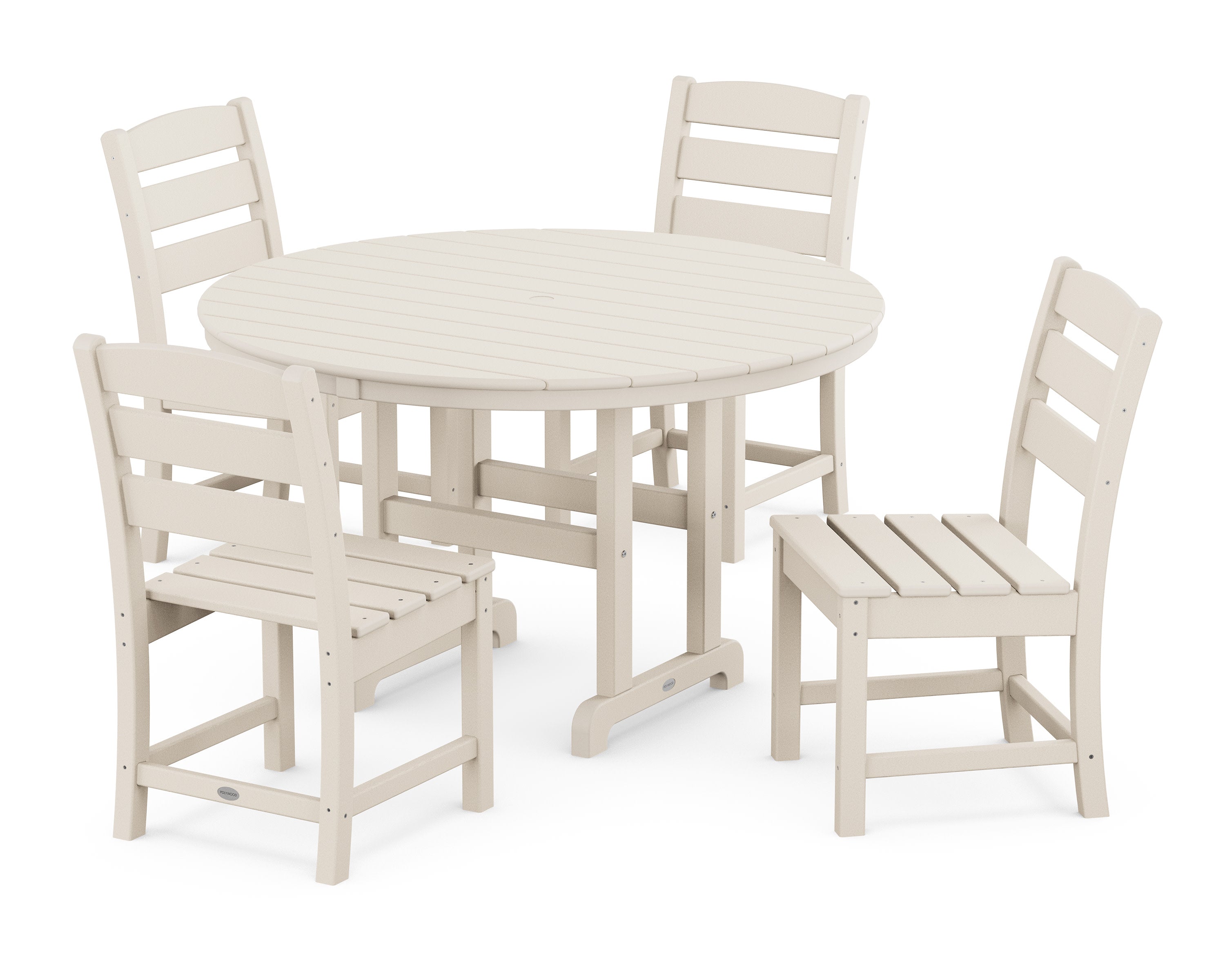 Lakeside 5-Piece Round Farmhouse Side Chair Dining Set in Sand
