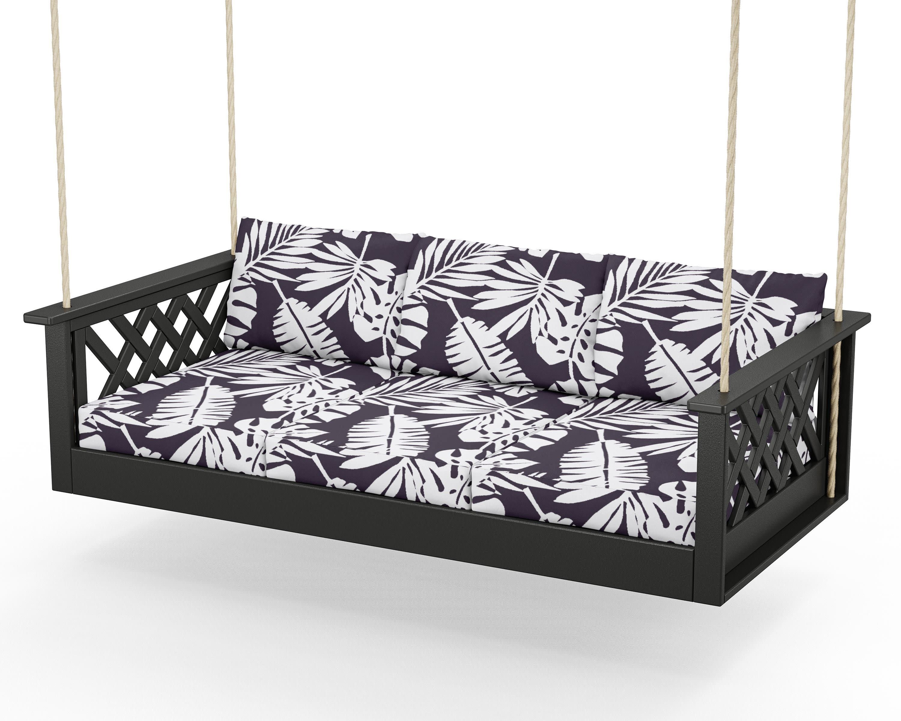 Wovendale Daybed Swing in Black / Leaf Navy