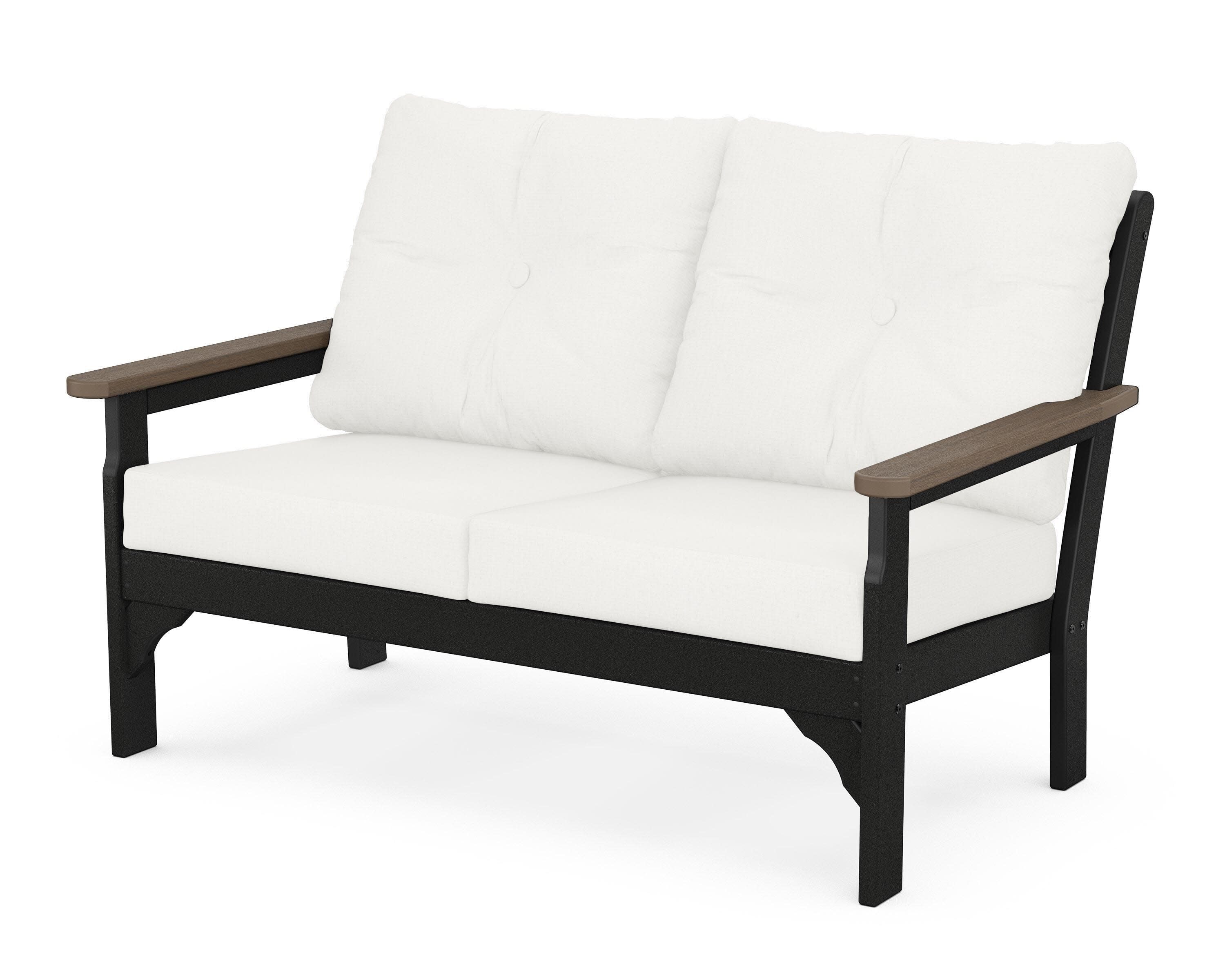 Vineyard Deep Seating Loveseat in Black / Kona / Natural Linen