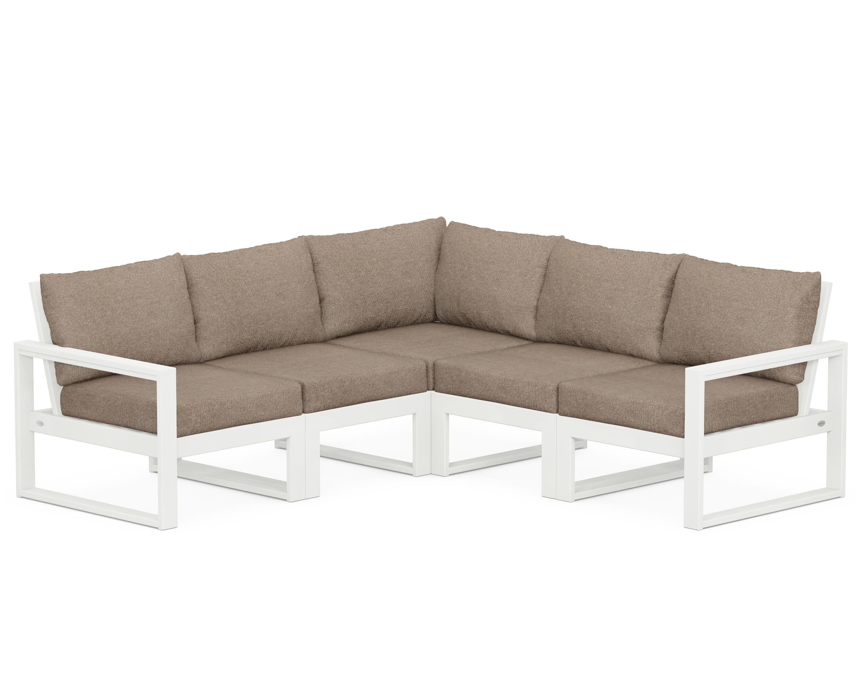 EDGE 5-Piece Modular Deep Seating Set in Vintage White / Spiced Burlap