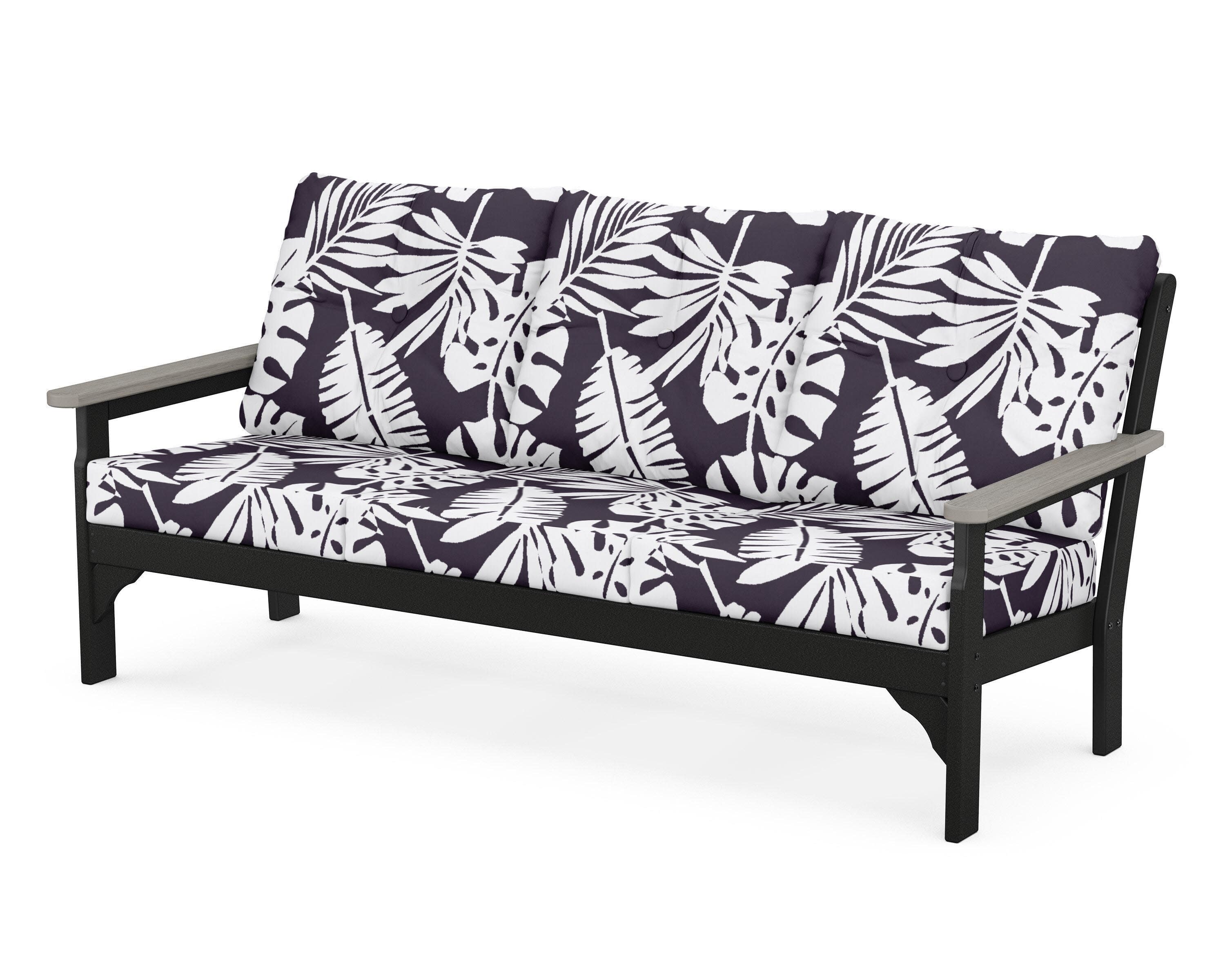 Vineyard Deep Seating Sofa in Black / Driftwood / Leaf Navy