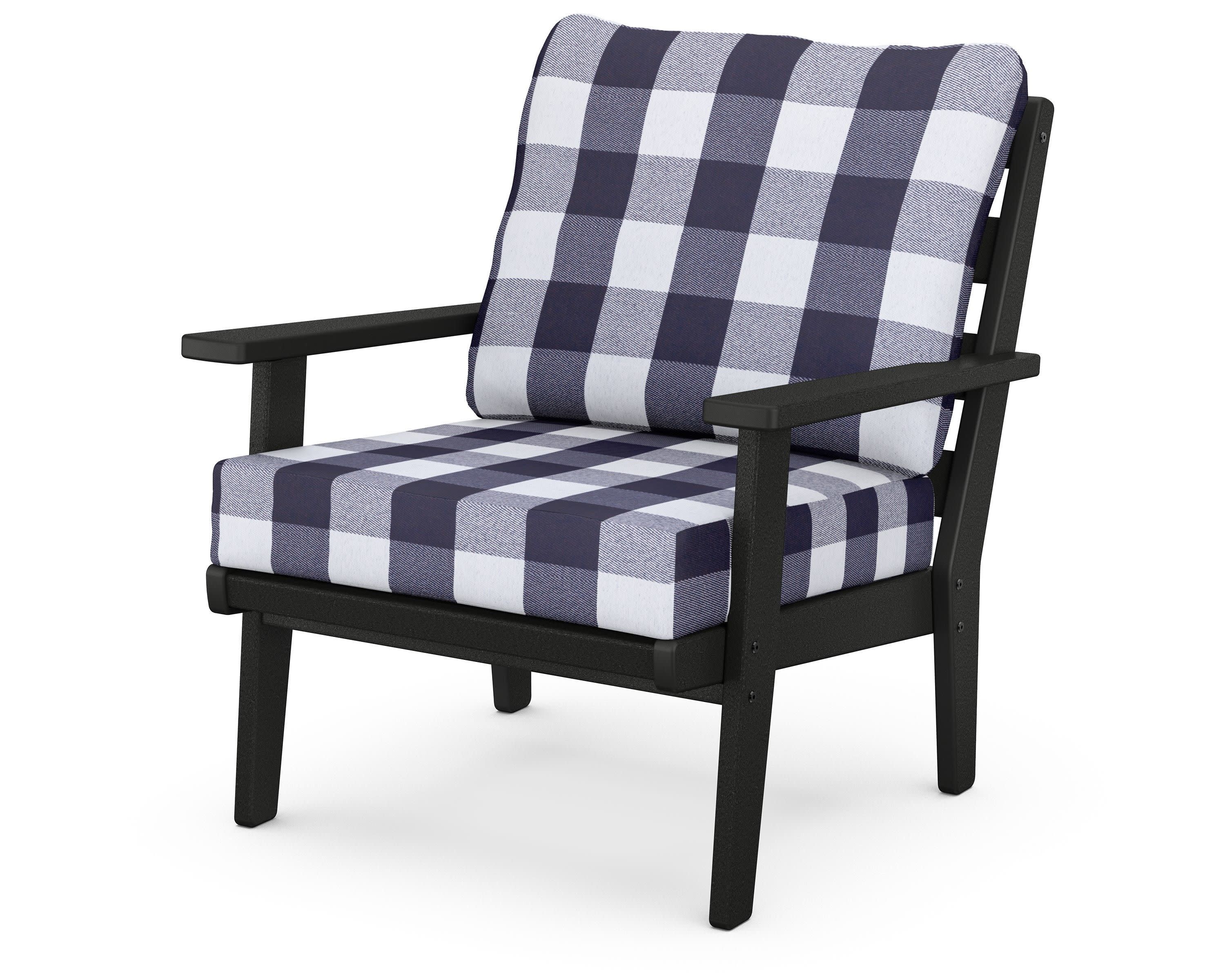 Grant Park Deep Seating Chair in Black / Buffalo Plaid Navy